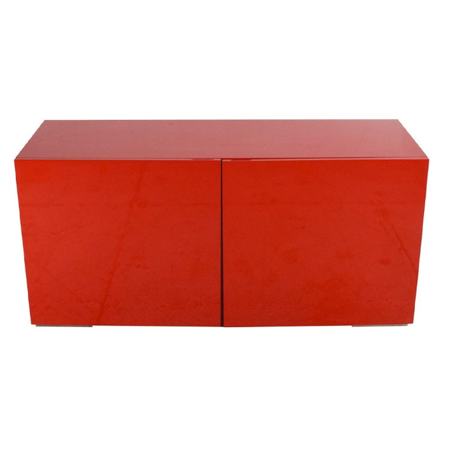CB2 Fuel Credenza in Glossy Red Lacquer Finish - image-1