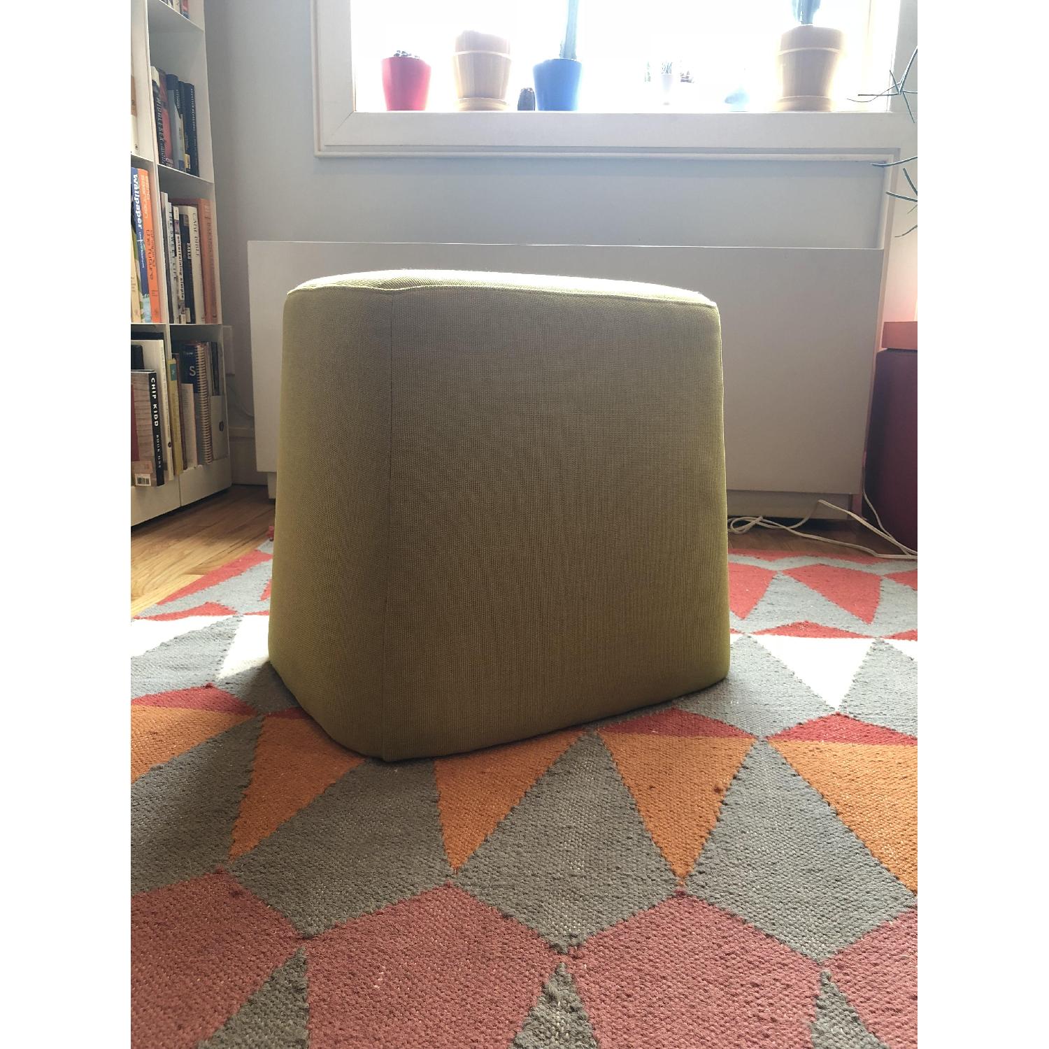 West Elm Modern Gumdrop Ottoman in Citron Fabric Weave - image-2