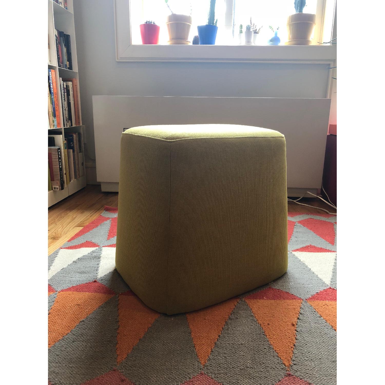 West Elm Modern Gumdrop Ottoman in Citron Fabric Weave - image-3
