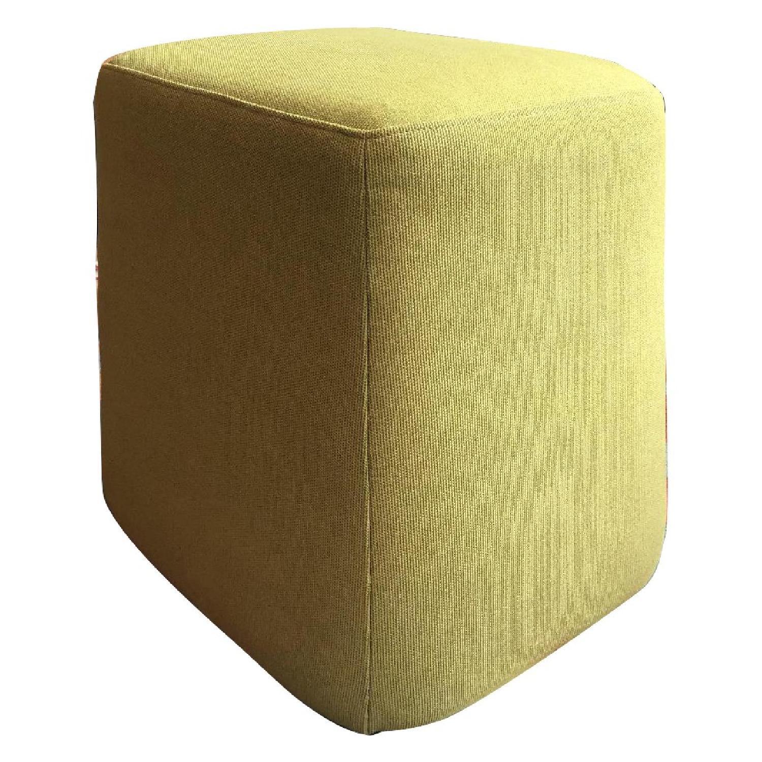 West Elm Modern Gumdrop Ottoman in Citron Fabric Weave - image-0