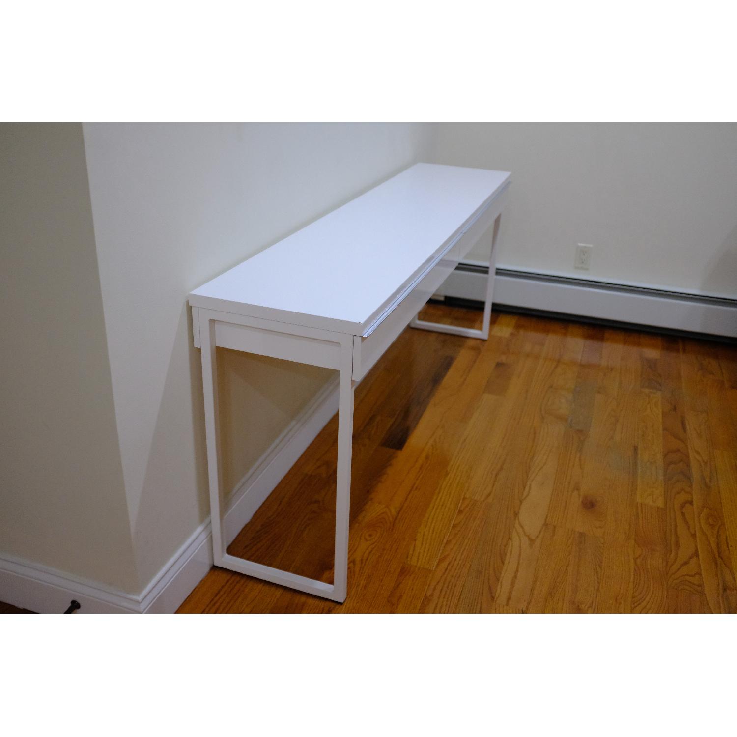 Ikea Besta Burs Desk in High Gloss White - AptDeco
