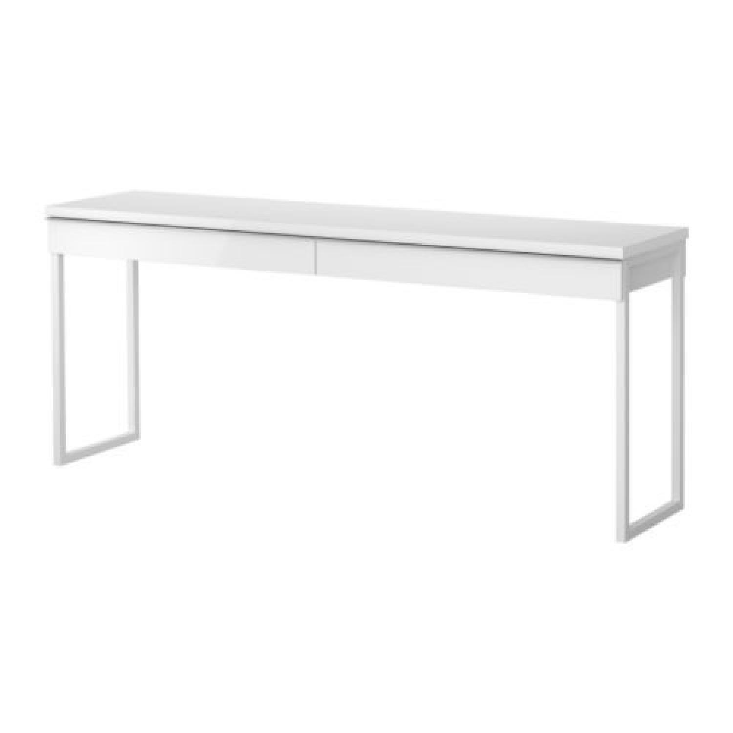 Ikea Besta Burs Desk in High Gloss White - AptDeco
