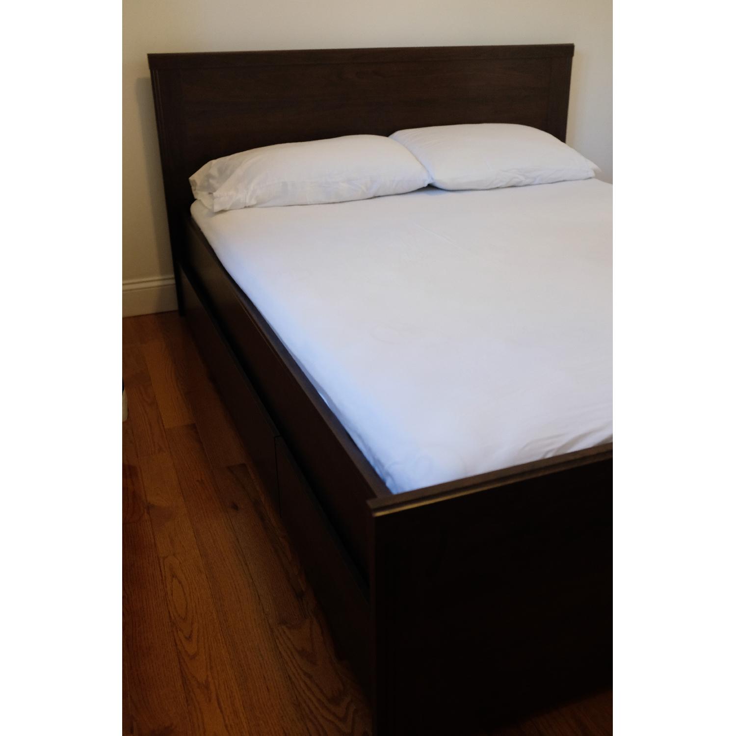 Ikea Brusali Queen Size Bed w/ 4 Storage Drawers AptDeco