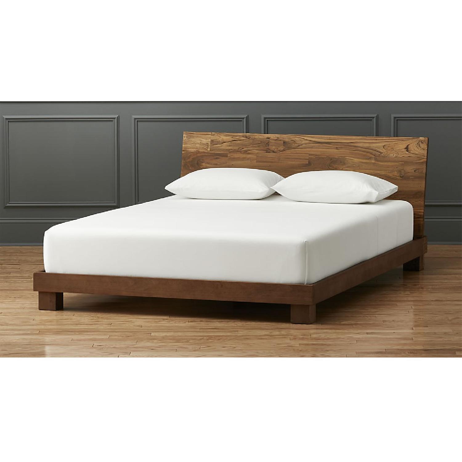 CB2 Dondra Modern Queen Size Teak Platform Bed Frame - image-1