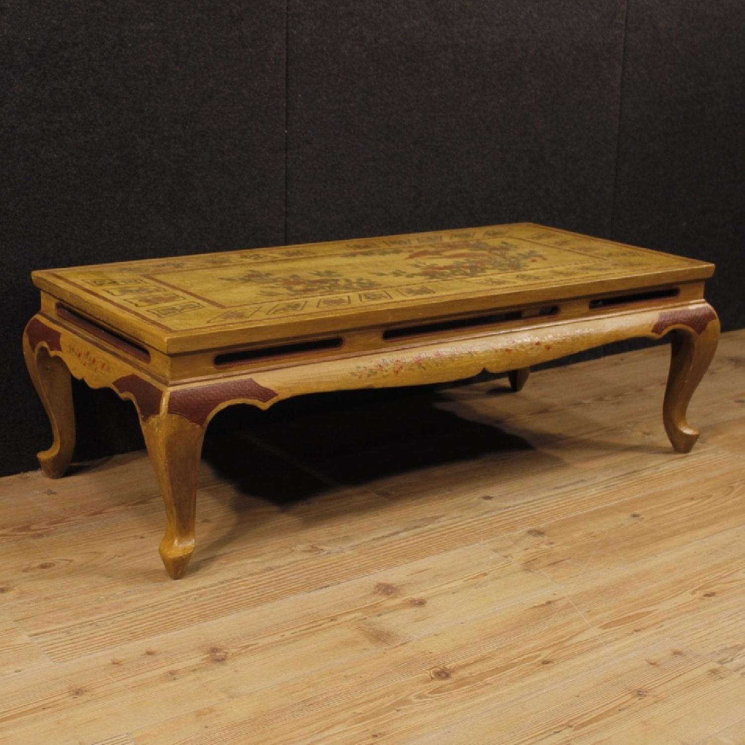 French Coffee Table in Lacquered Painted Chinoiserie Wood - image-1