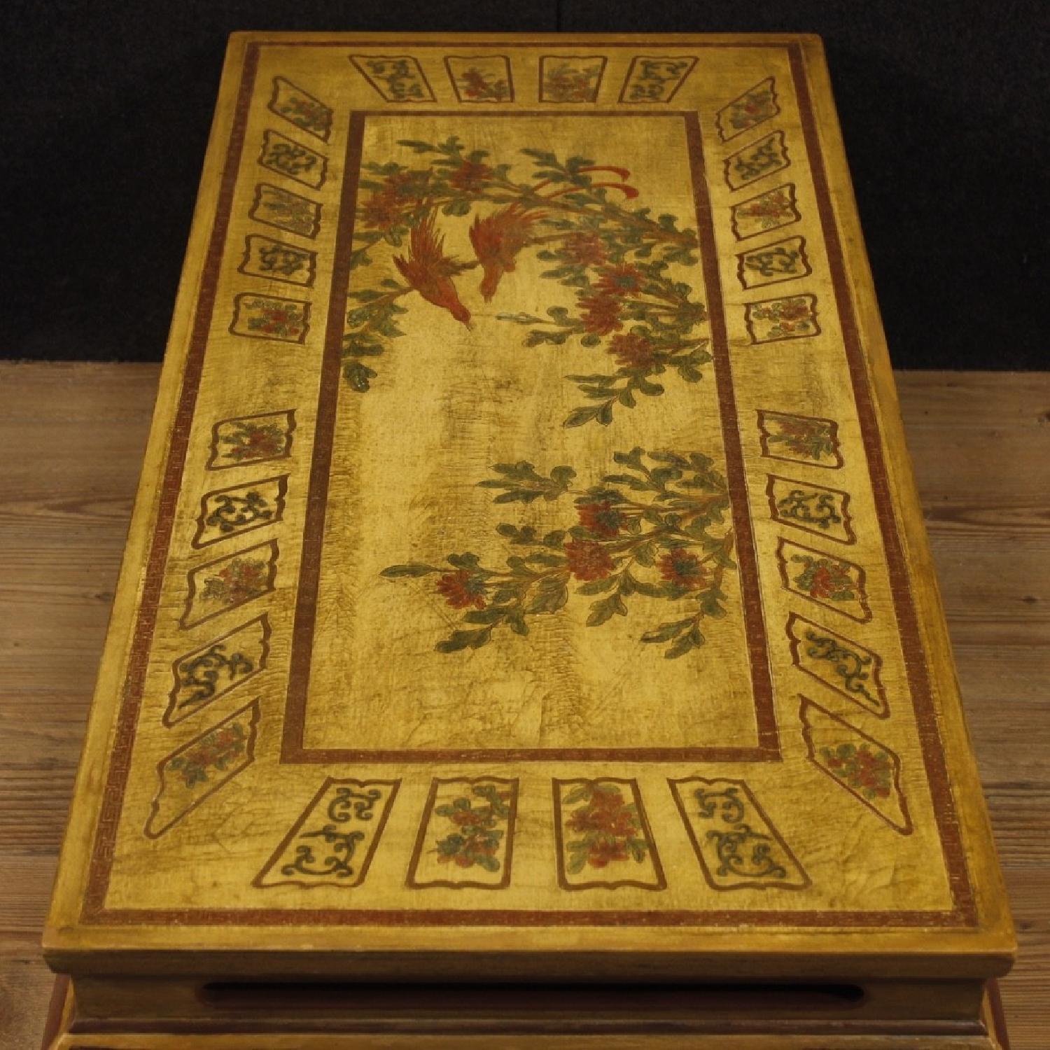 French Coffee Table in Lacquered Painted Chinoiserie Wood - image-4