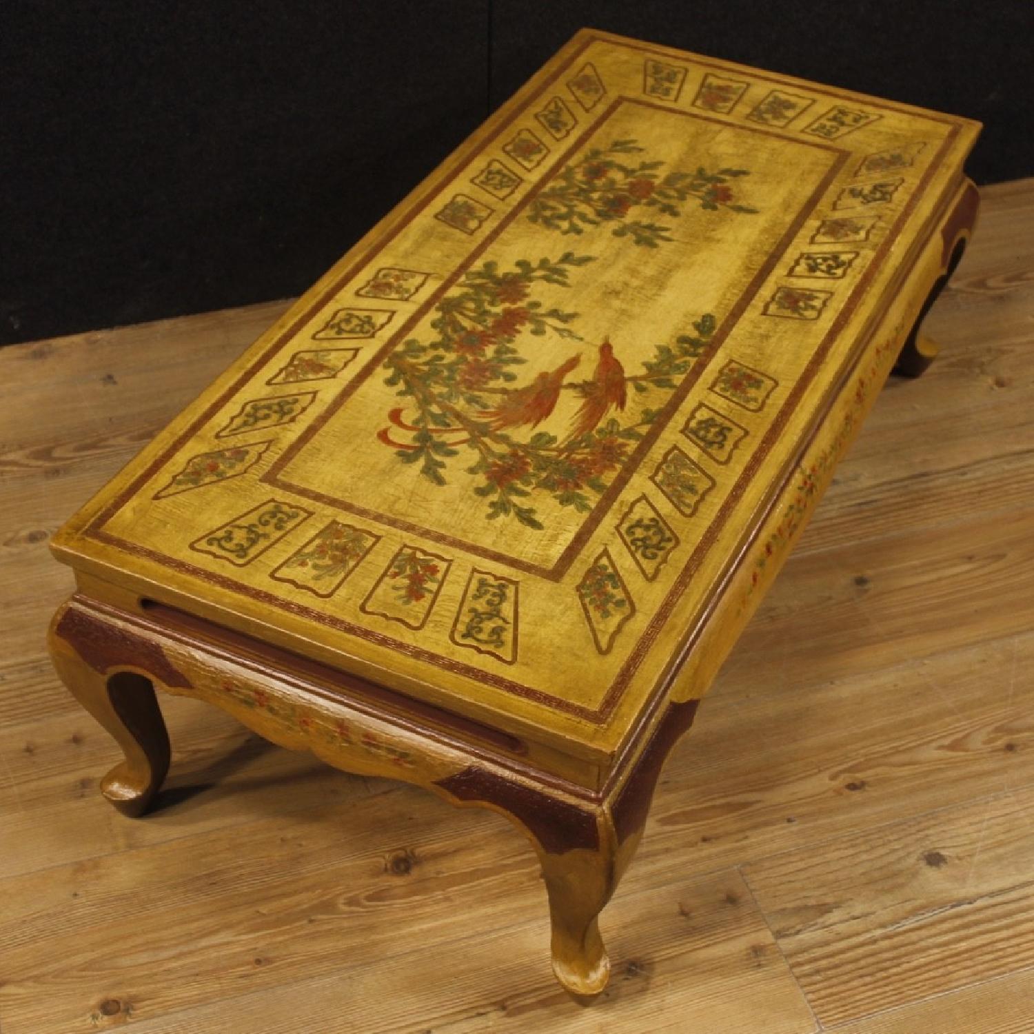 French Coffee Table in Lacquered Painted Chinoiserie Wood - image-9