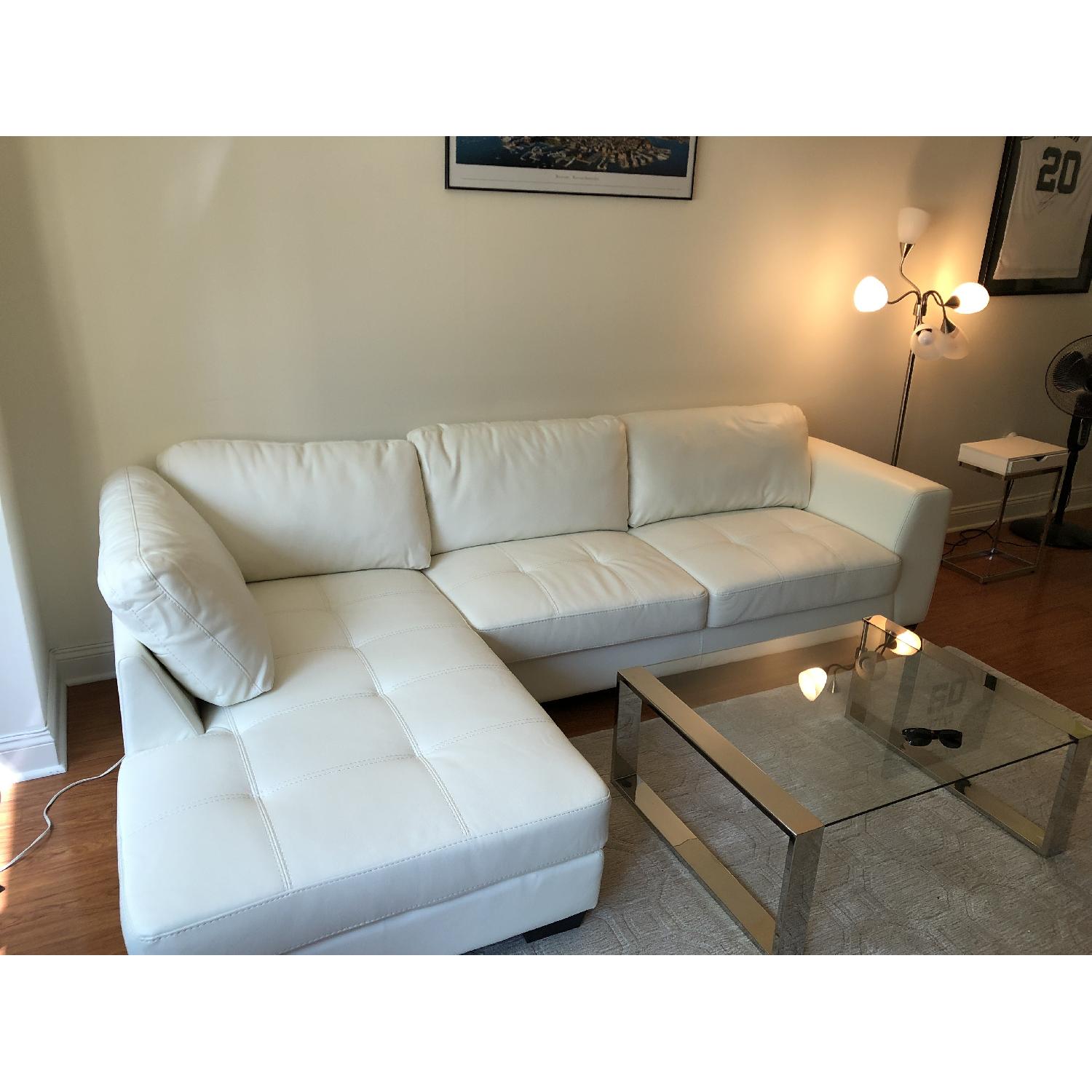 Baxton Studio White Leather Chaise Sectional Sofa - image-2