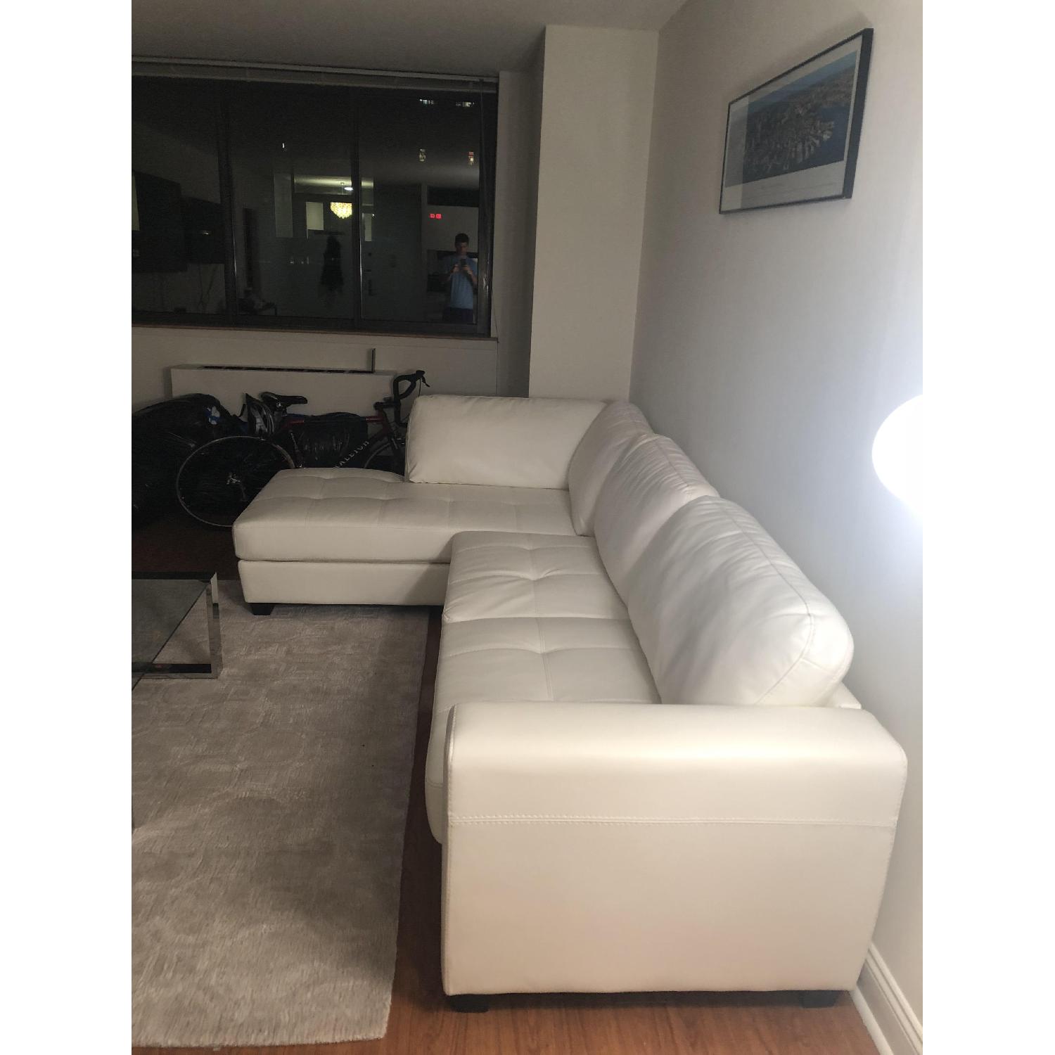 Baxton Studio White Leather Chaise Sectional Sofa - image-3