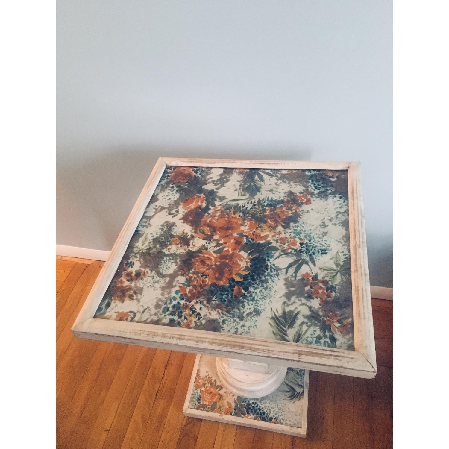 Anthropologie White/Floral Flea Market Style Side Table - image-1