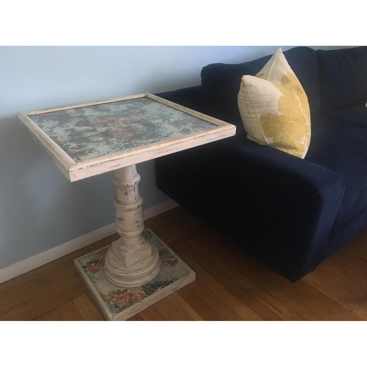 Anthropologie White/Floral Flea Market Style Side Table - image-3