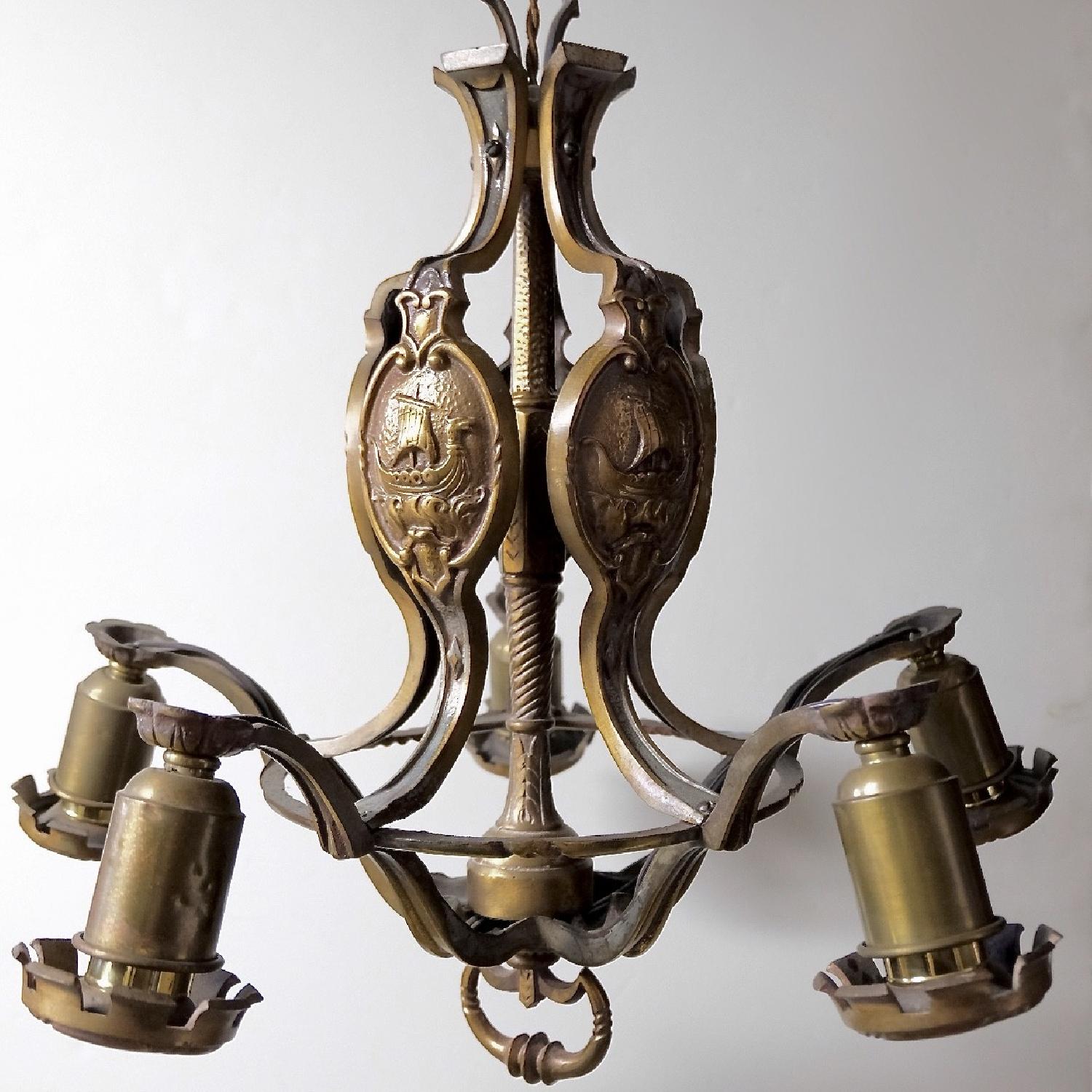 Spanish Revival Galleons Bronze Chandelier - image-4
