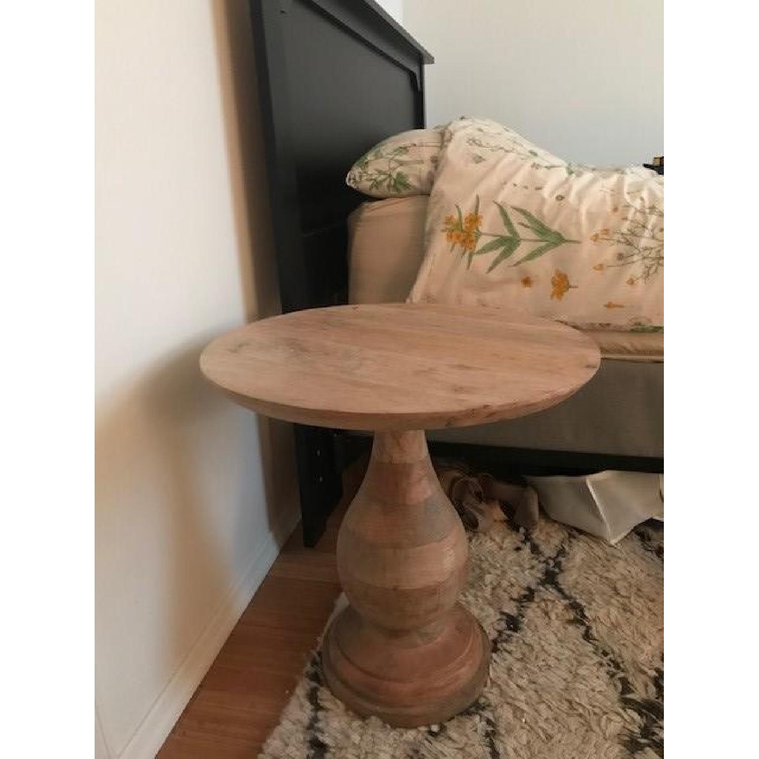 West Elm Turned Pedestal Mango Wood Round Side Table - image-1