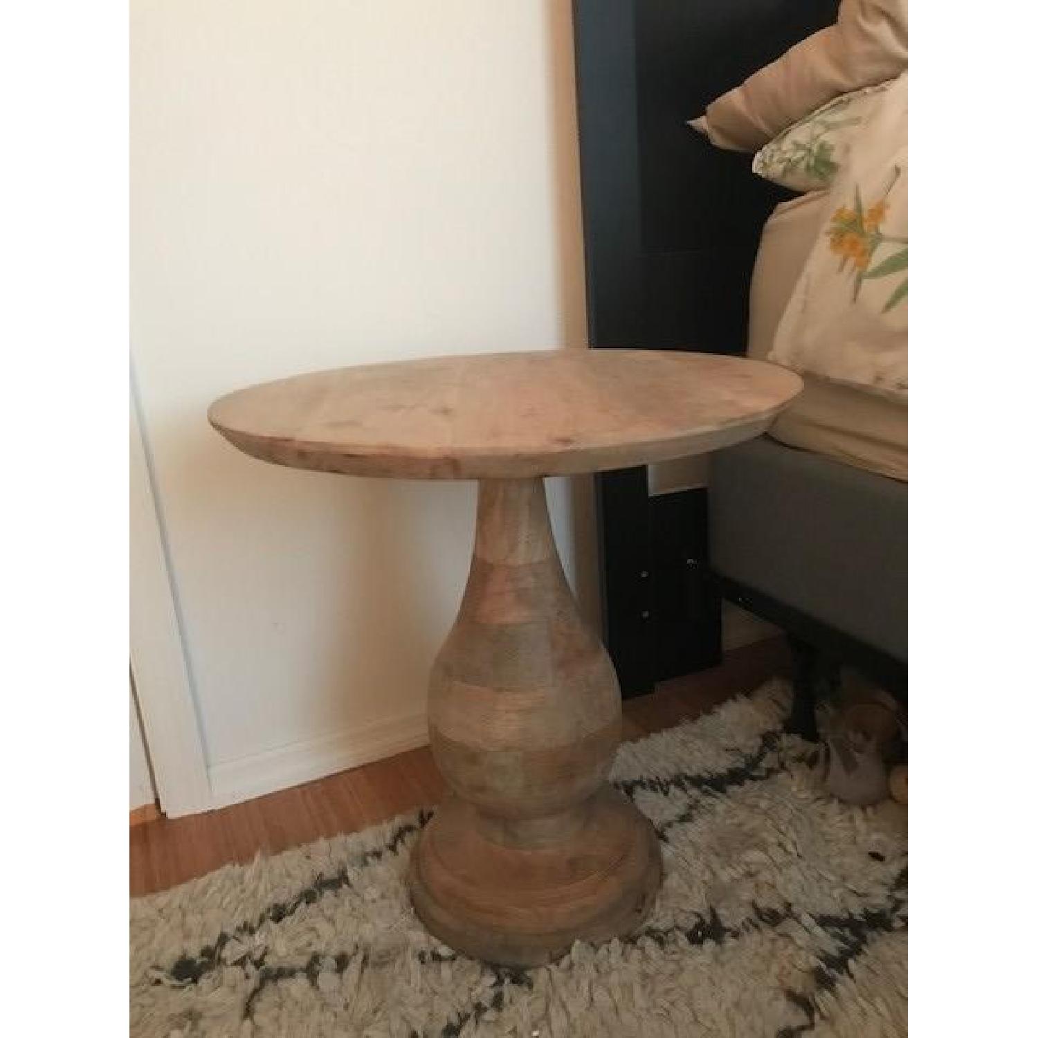 West Elm Turned Pedestal Mango Wood Round Side Table - image-2