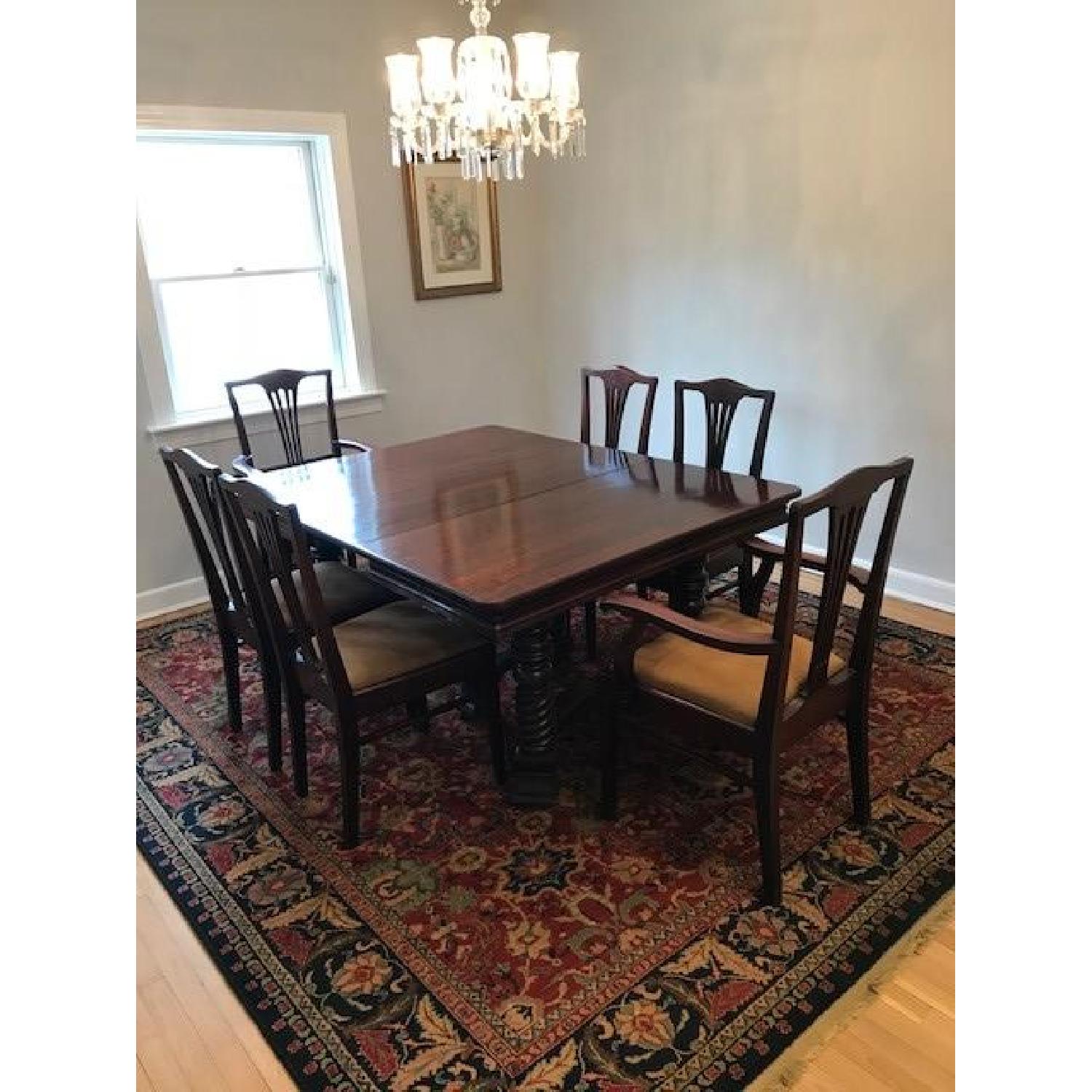 Vintage Expandable Mahogany Dining Table w/ 6 Chairs - image-1