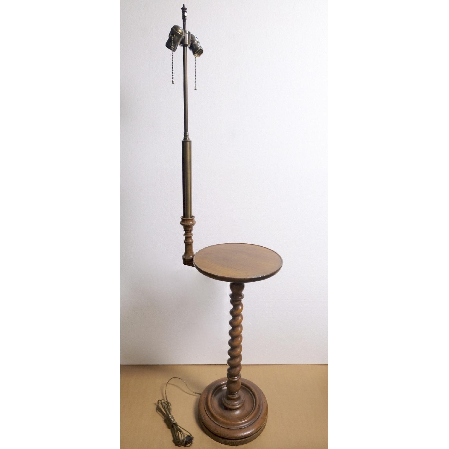 Vintage Jacobean Barley Twist Side Tray Table Floor Lamp - image-1