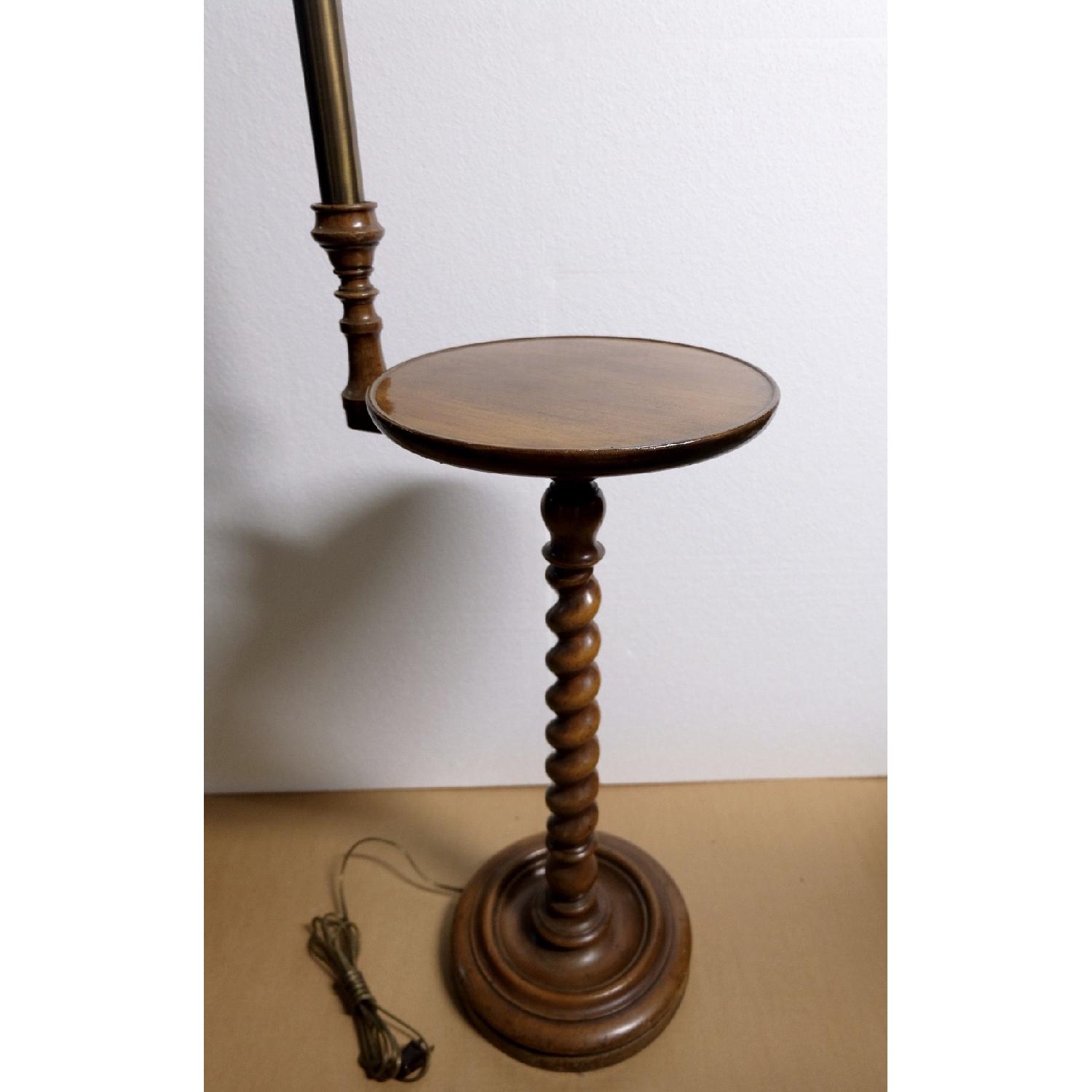 Vintage Jacobean Barley Twist Side Tray Table Floor Lamp - image-2