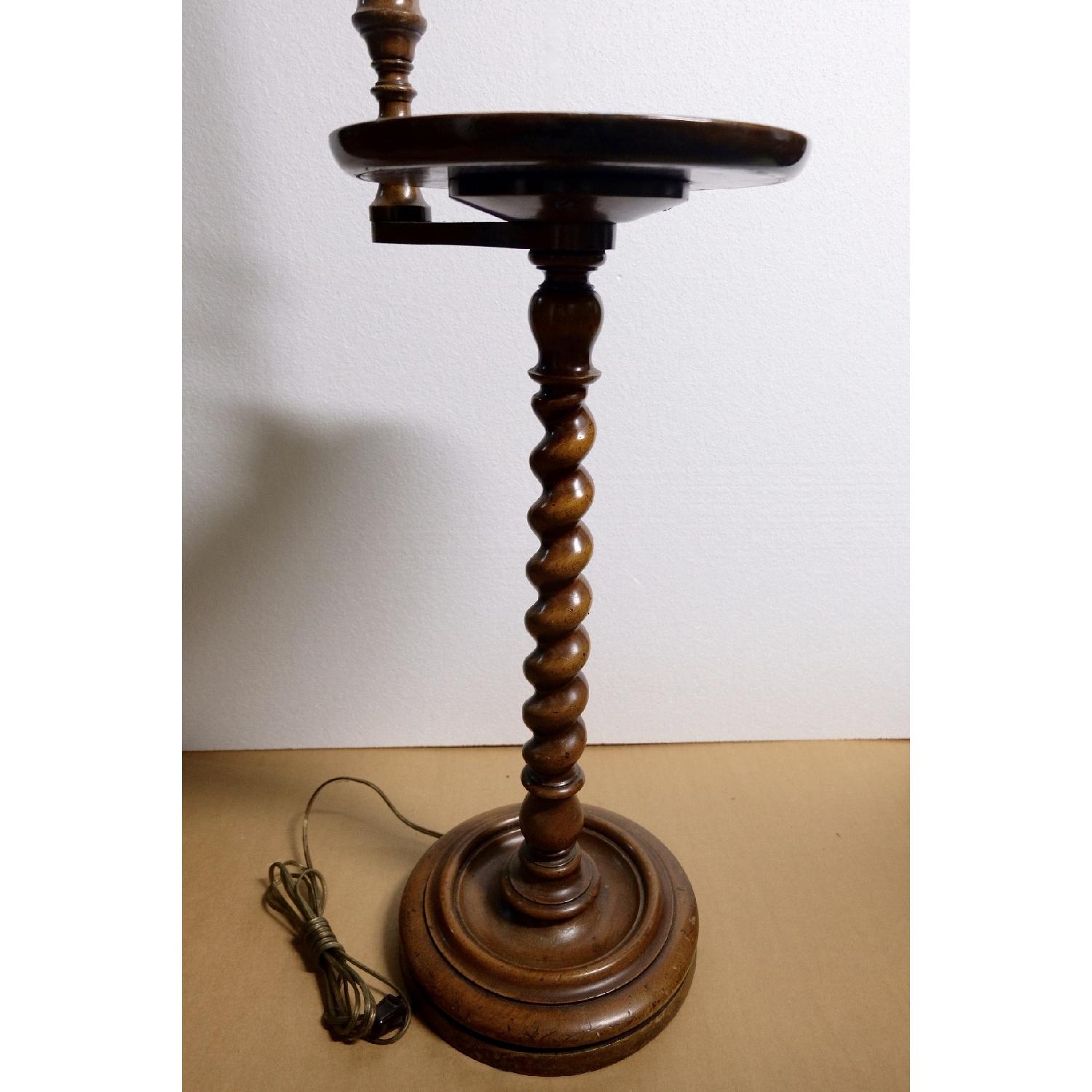 Vintage Jacobean Barley Twist Side Tray Table Floor Lamp - image-4