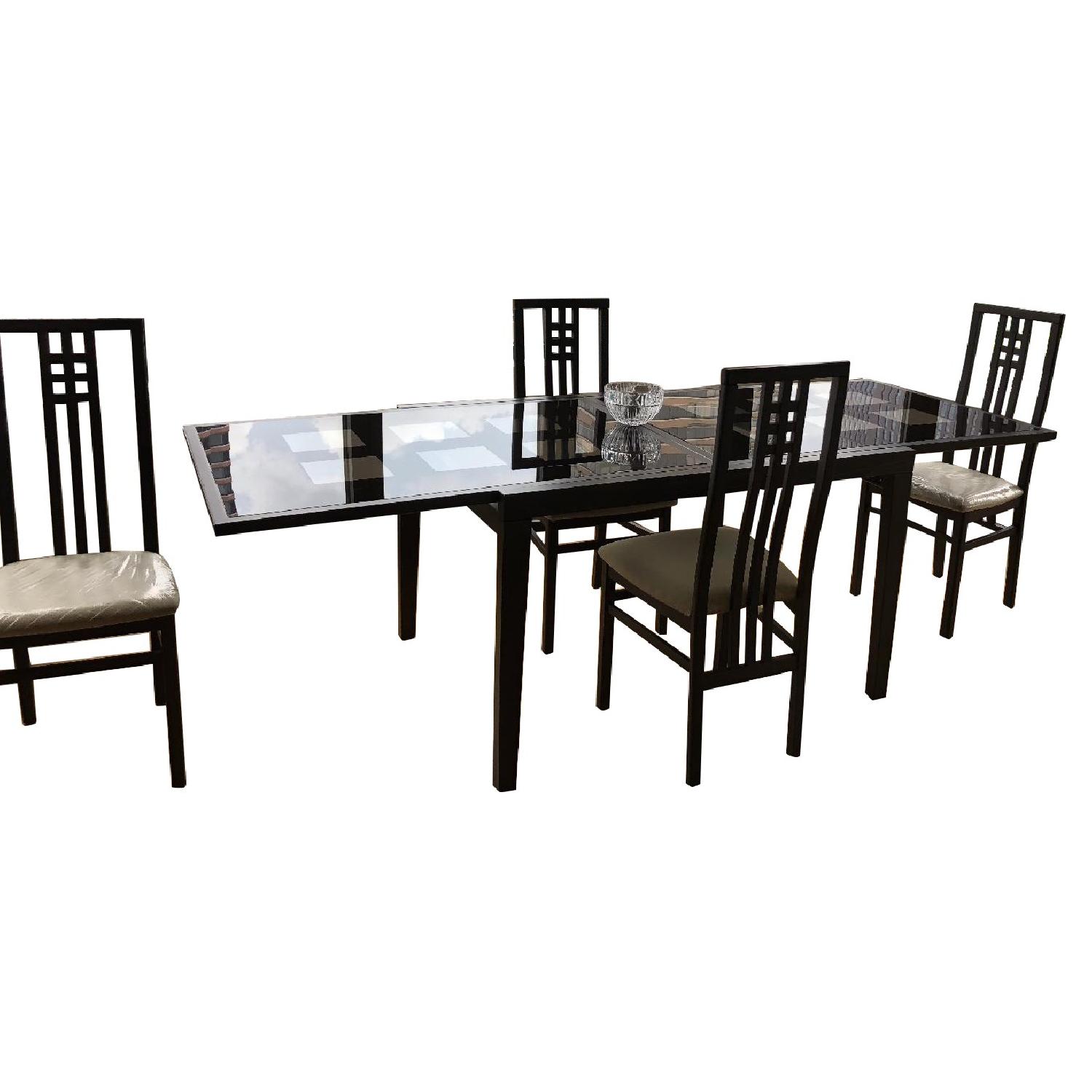Calligaris Expandable Wood & Glass Dining Table w/ 4 Chairs - AptDeco