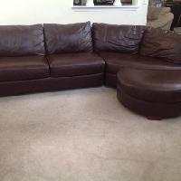 Ikea Vreta Brown Leather Corner Sectional Sofa - AptDeco