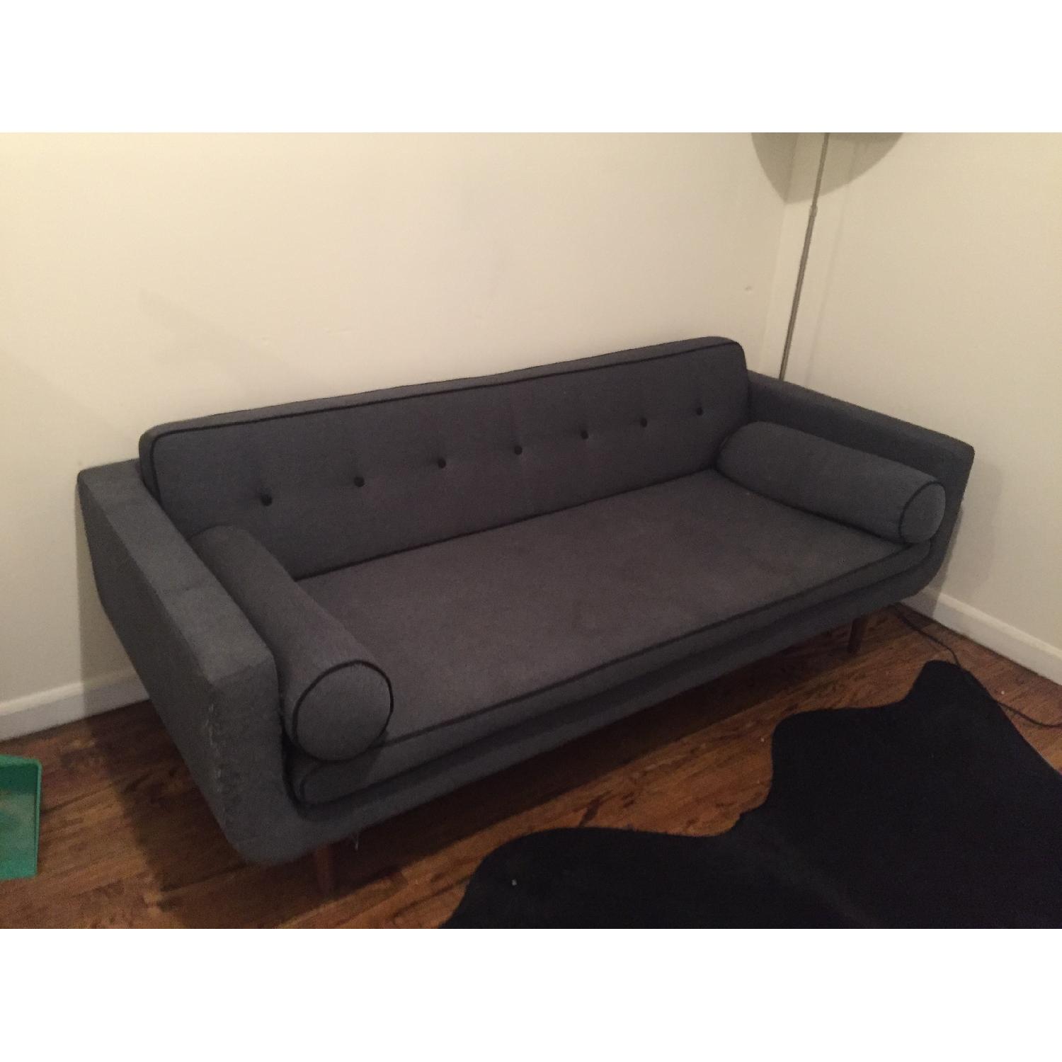 Mid Century Modern Sofa in Navy Blue - image-5
