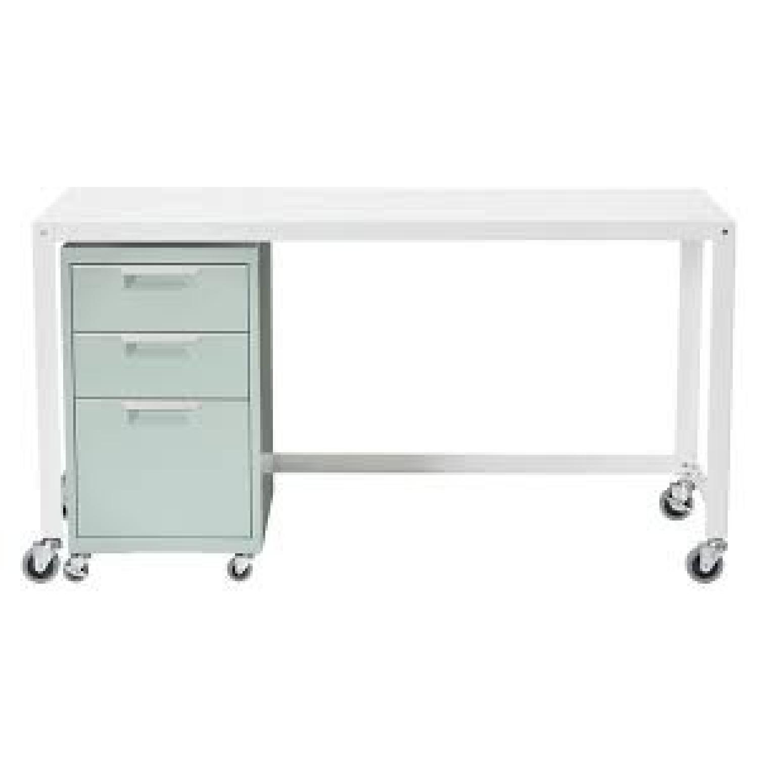 CB2 Go-Cart Rolling Desk in Steel w/ White Powdercoat Finish - image-1