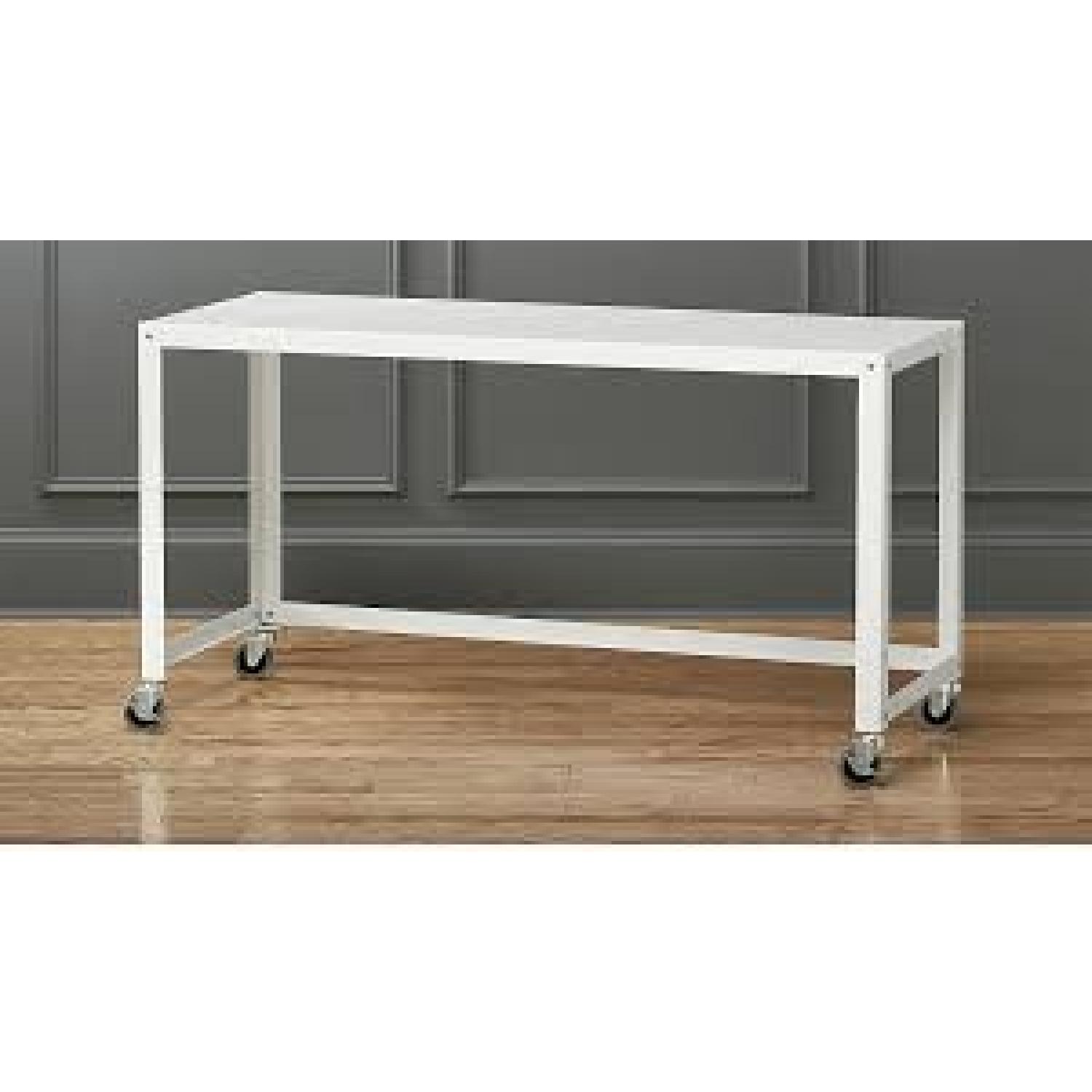 CB2 Go-Cart Rolling Desk in Steel w/ White Powdercoat Finish - image-2