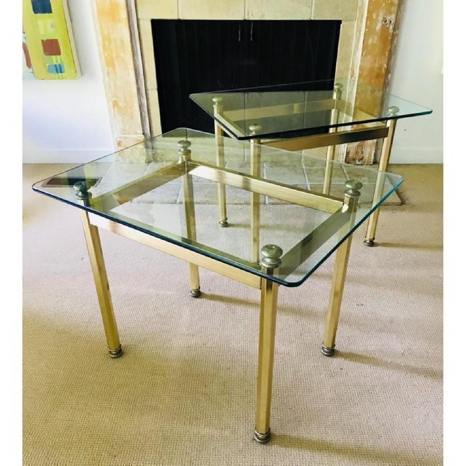 Hollywood Regency Brass & Glass Mid Century Side Tables - image-1