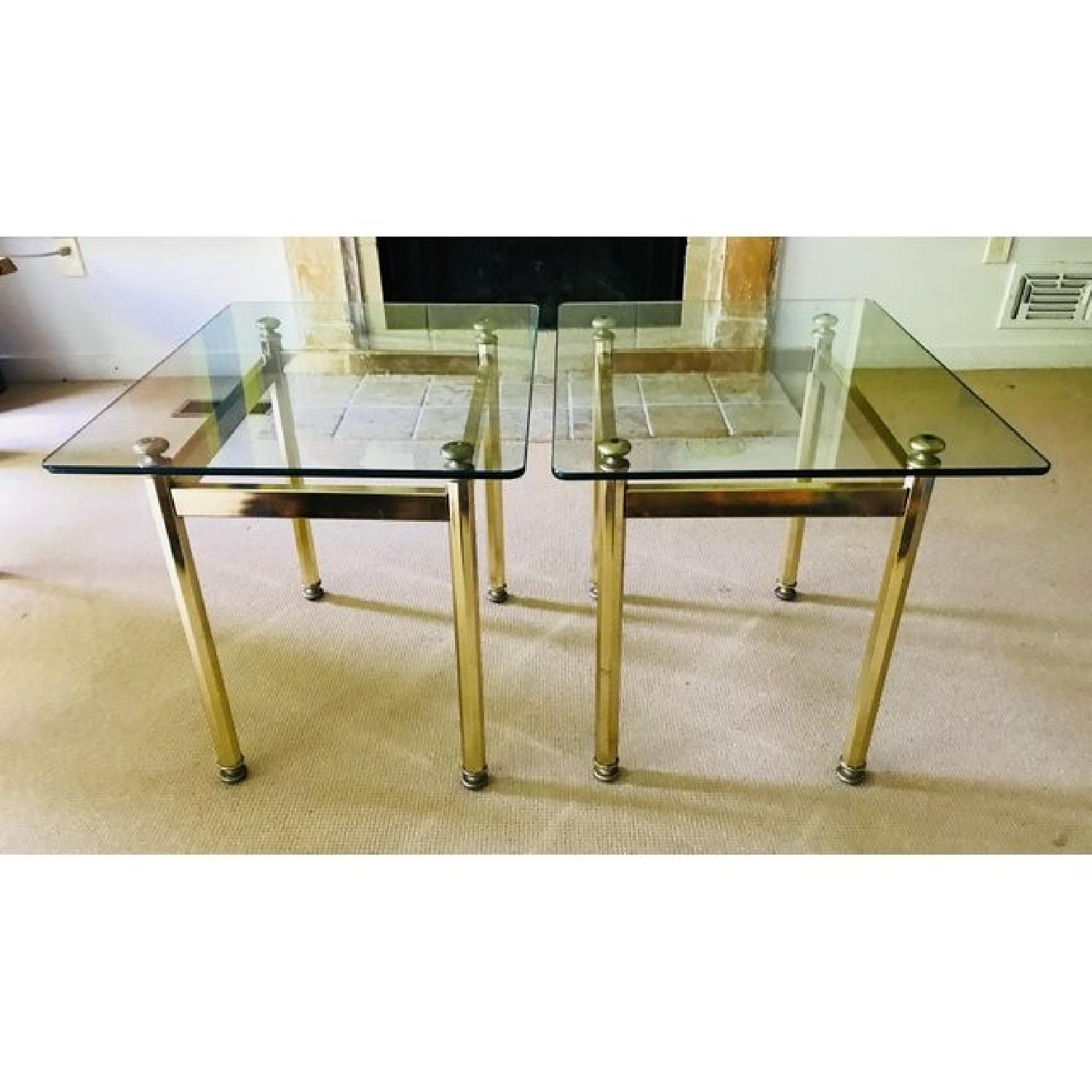 Hollywood Regency Brass & Glass Mid Century Side Tables - image-3