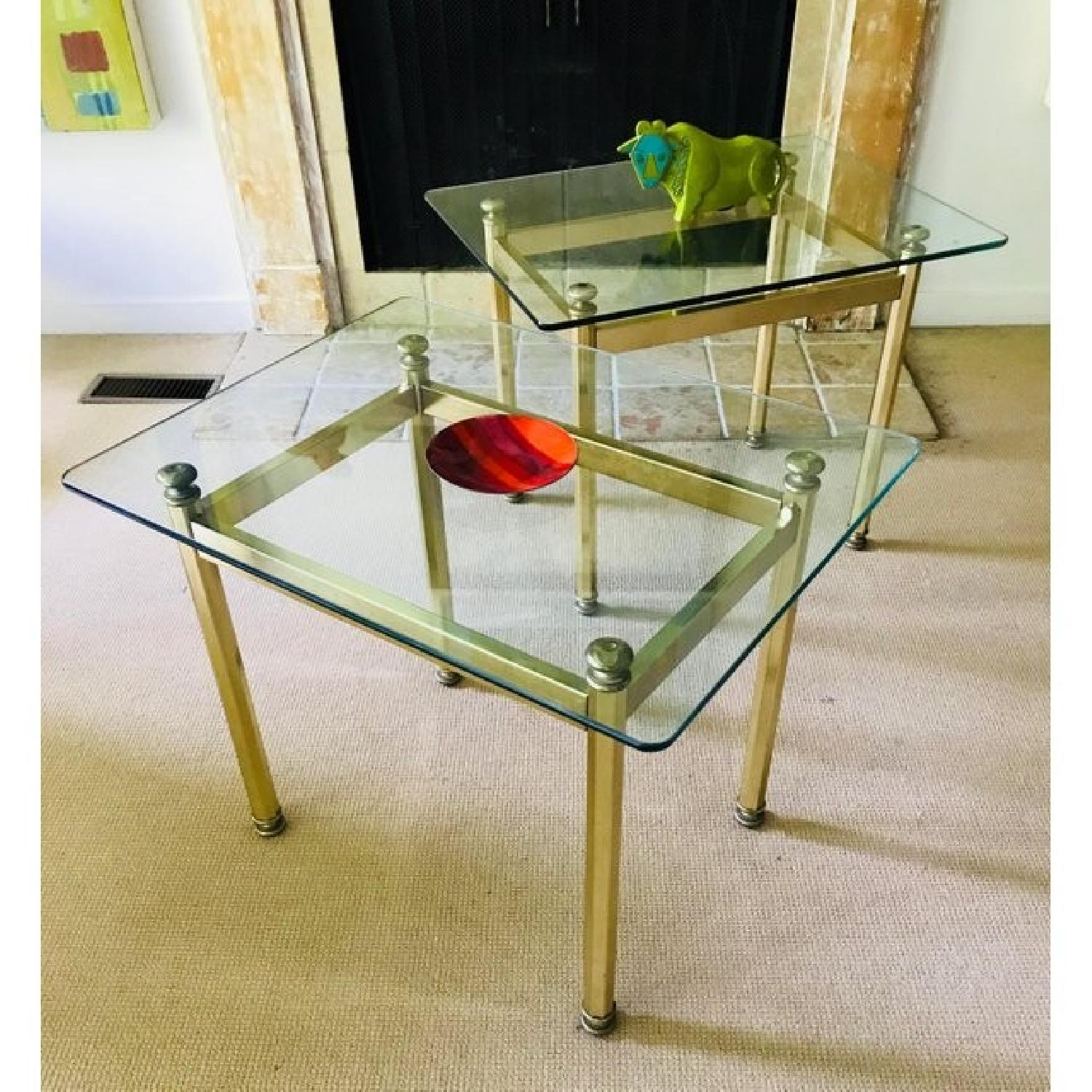 Hollywood Regency Brass & Glass Mid Century Side Tables - image-5