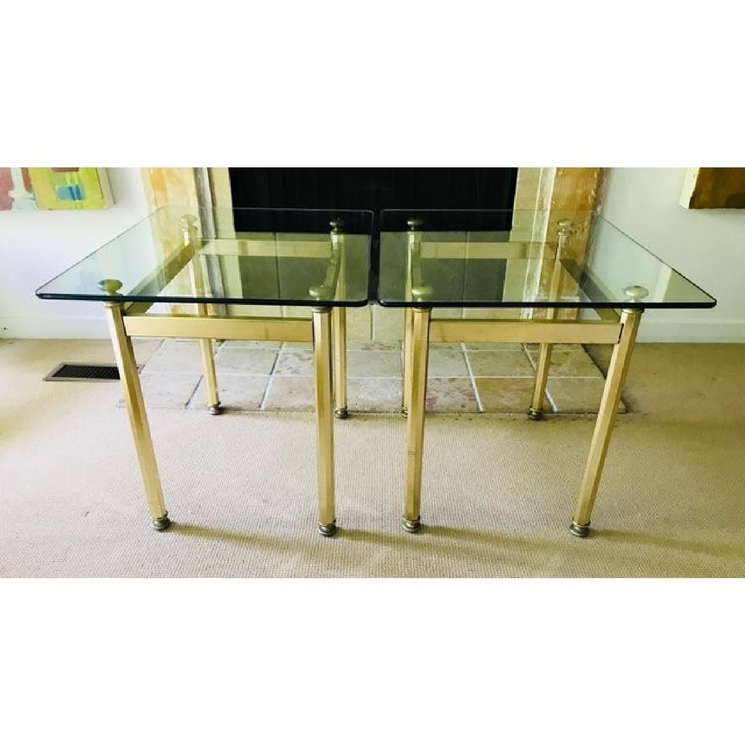 Hollywood Regency Brass & Glass Mid Century Side Tables - image-6