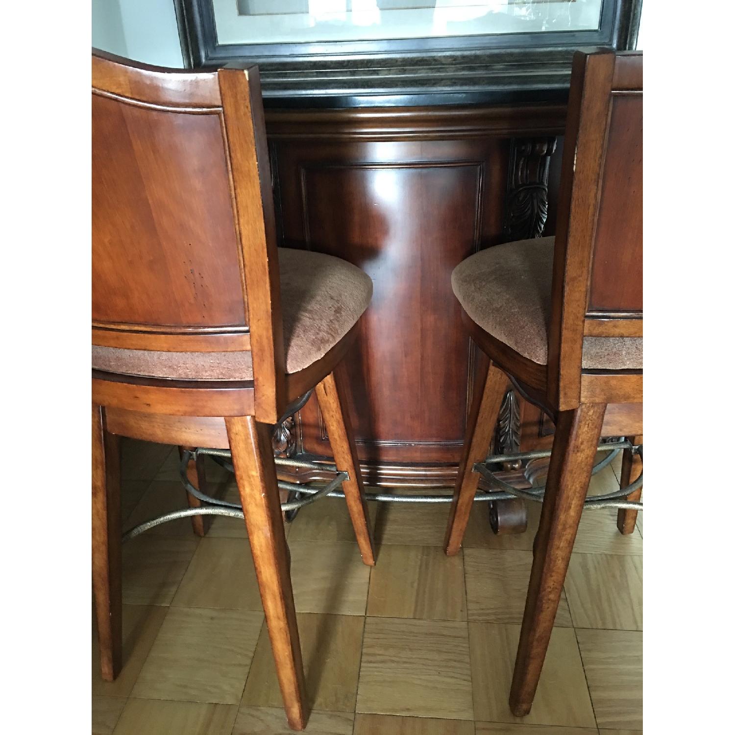 Coaster Cherry Wood Bar w/ Black Granite Top w/ 2 Bar Chairs - image-2