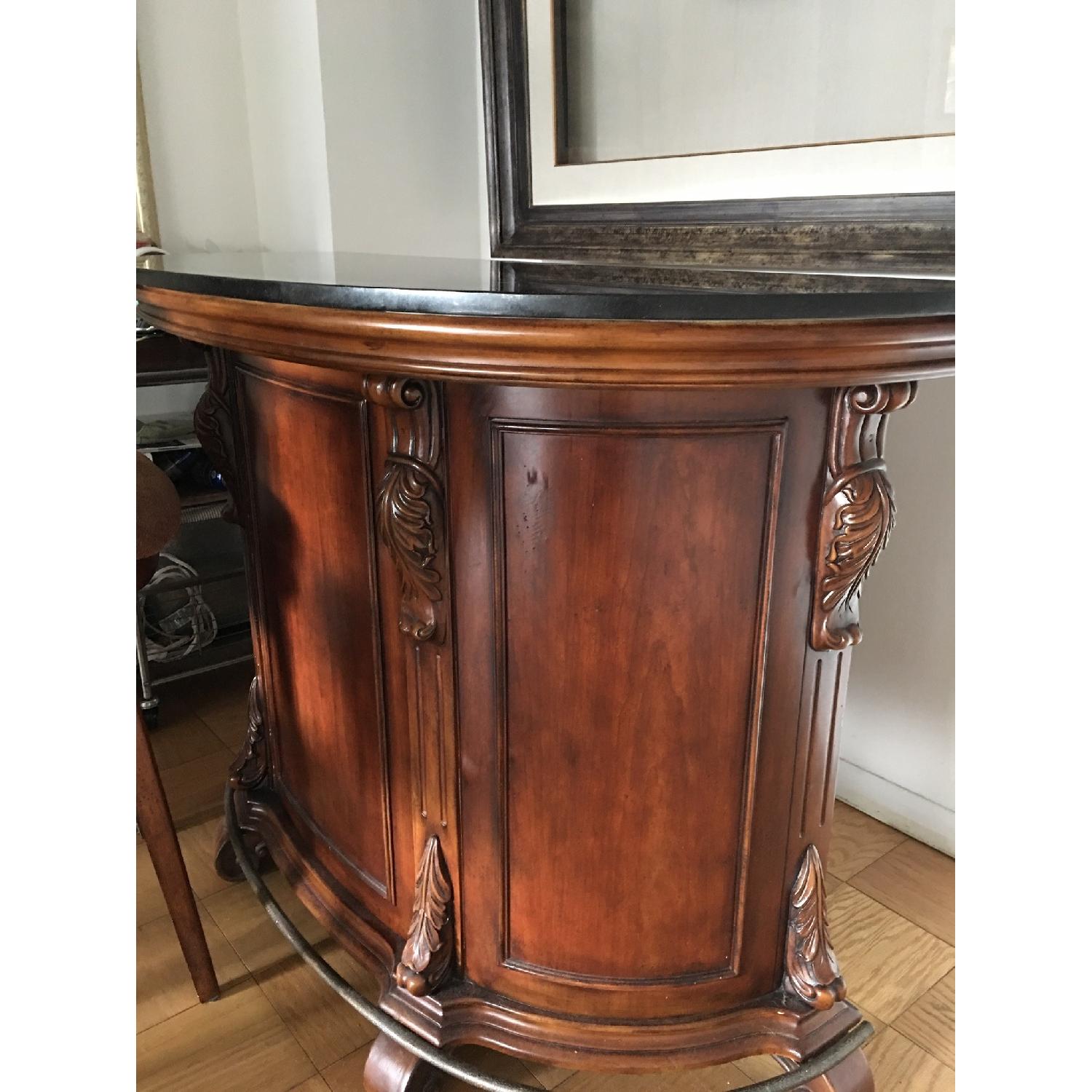 Coaster Cherry Wood Bar w/ Black Granite Top w/ 2 Bar Chairs - image-3