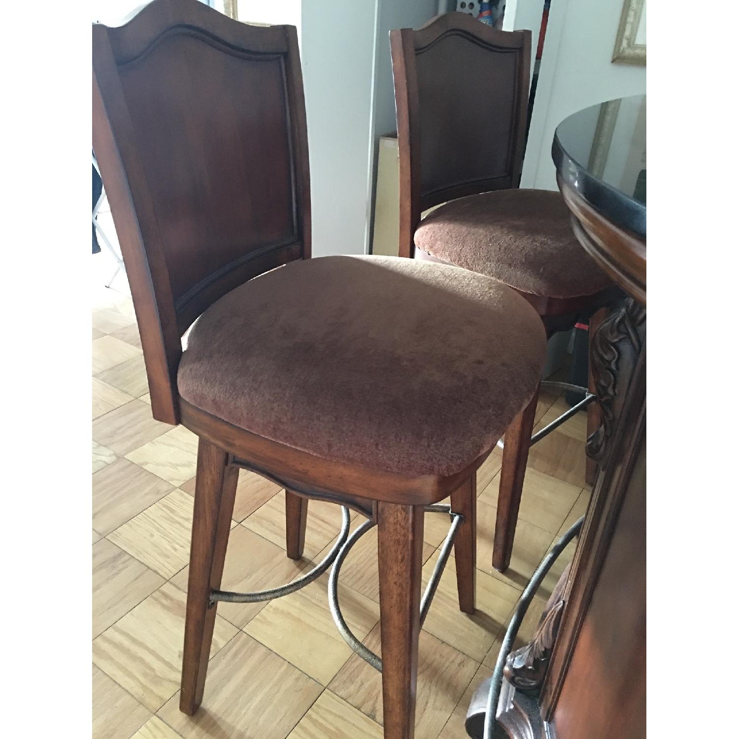 Coaster Cherry Wood Bar w/ Black Granite Top w/ 2 Bar Chairs - image-6