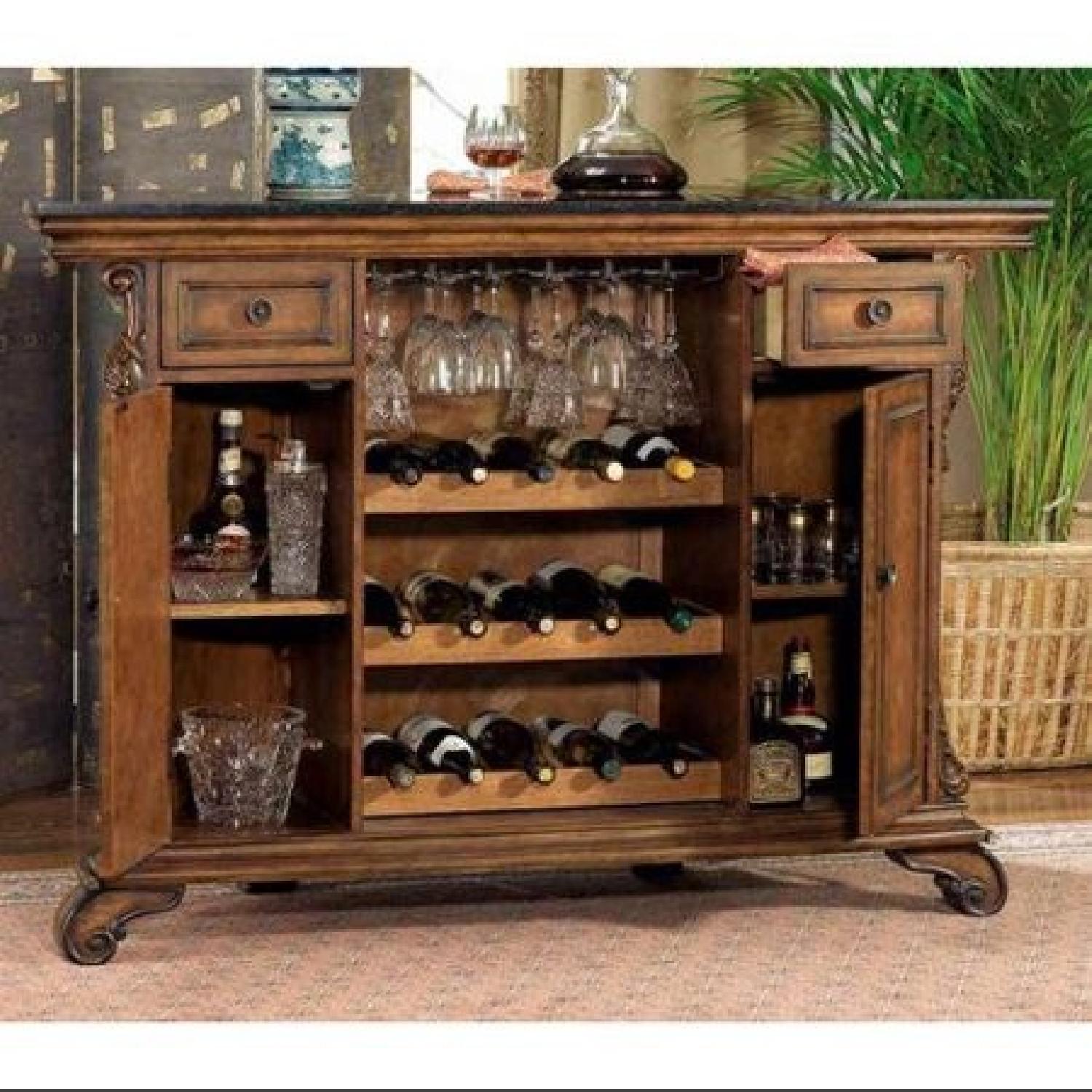 Coaster Cherry Wood Bar w/ Black Granite Top w/ 2 Bar Chairs - image-8