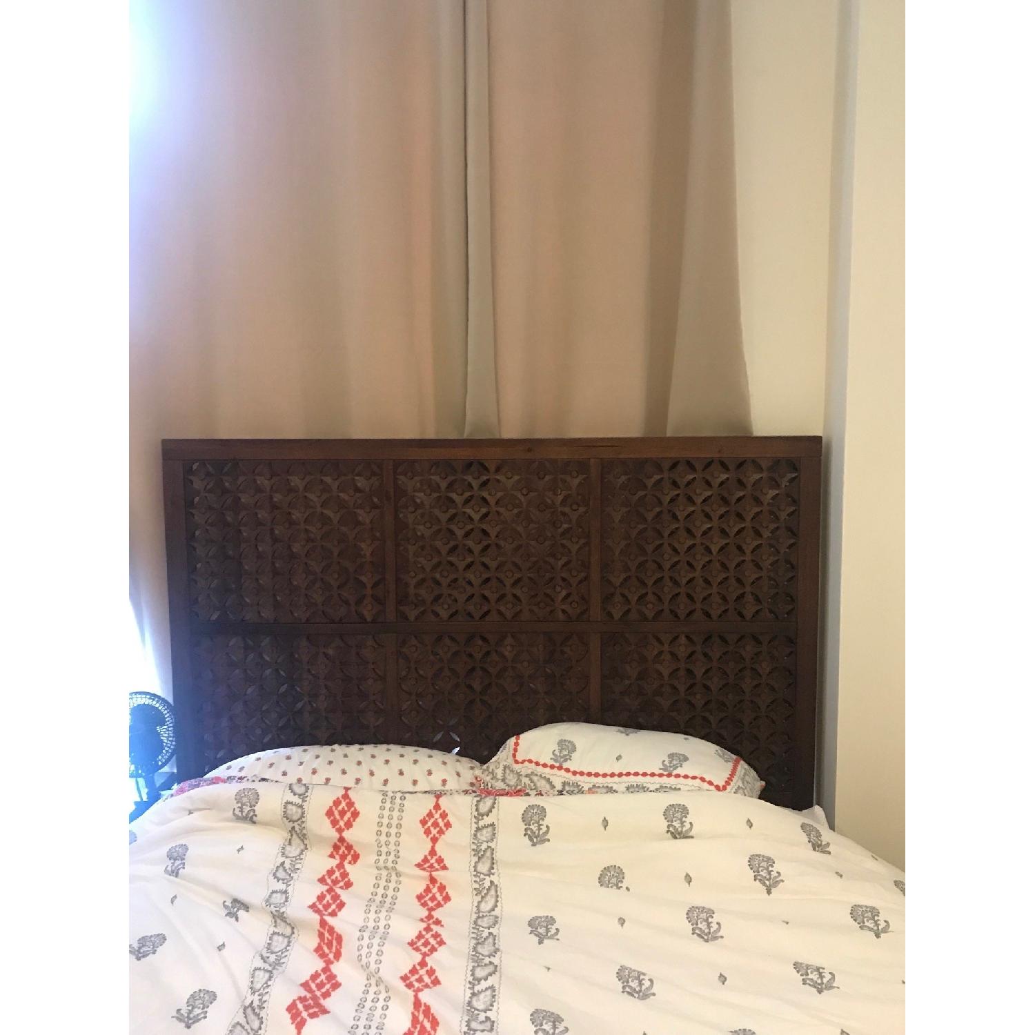West Elm Carved Wood Queen Headboard - image-1