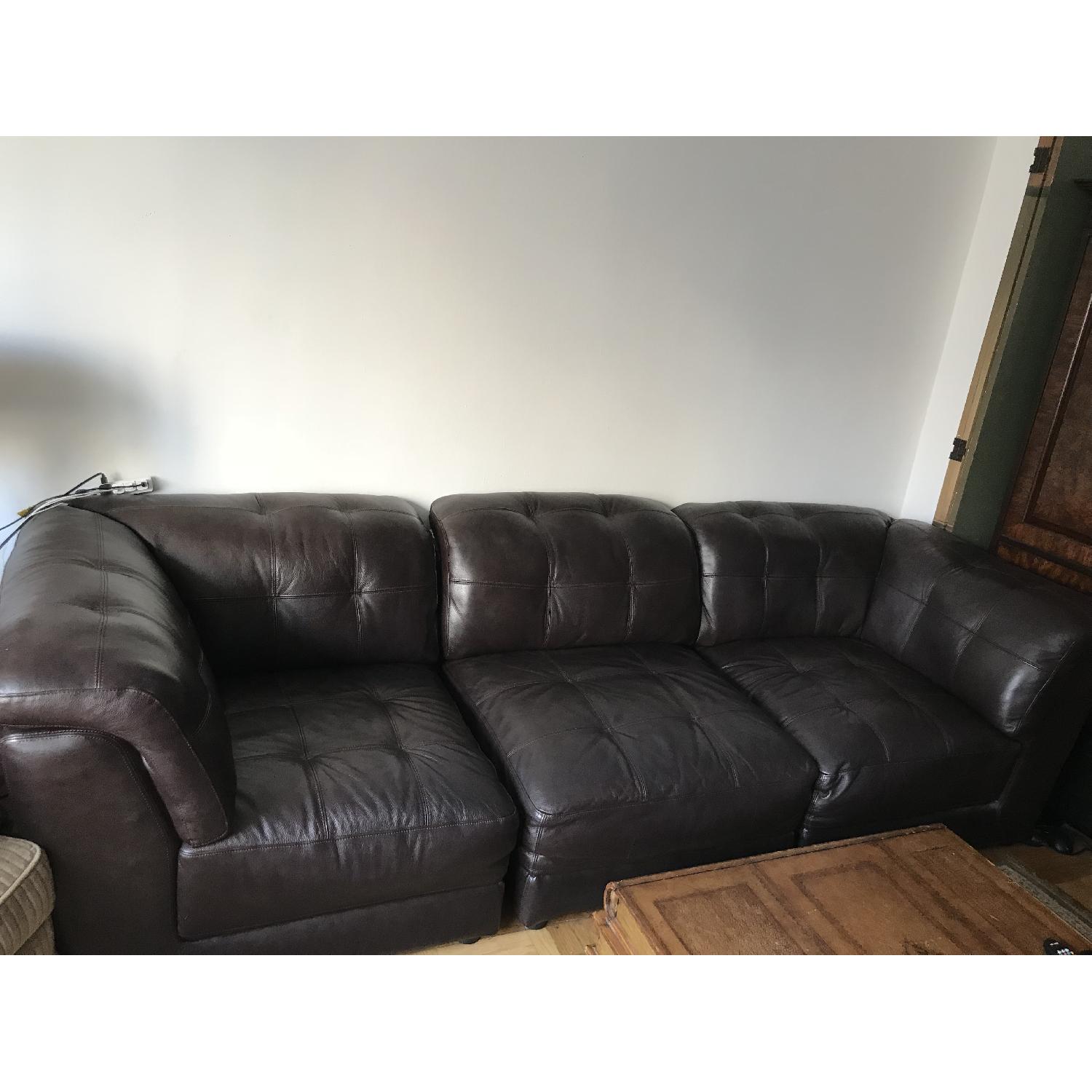 Raymour & Flanigan 3-Piece Leather Modular Sectional Sofa - image-2