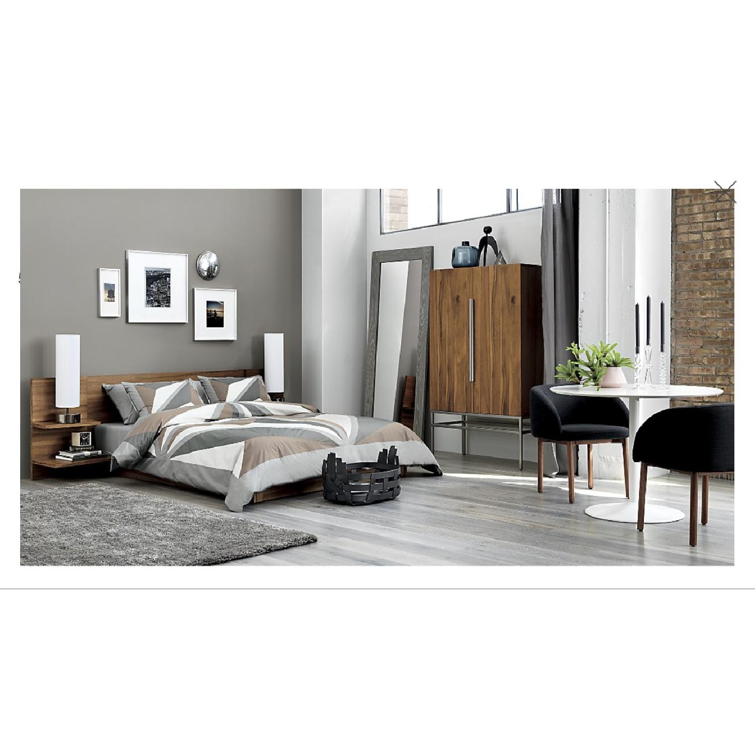 CB2 Andes Acacia Queen Size Bed w/ Floating Nightstands AptDeco