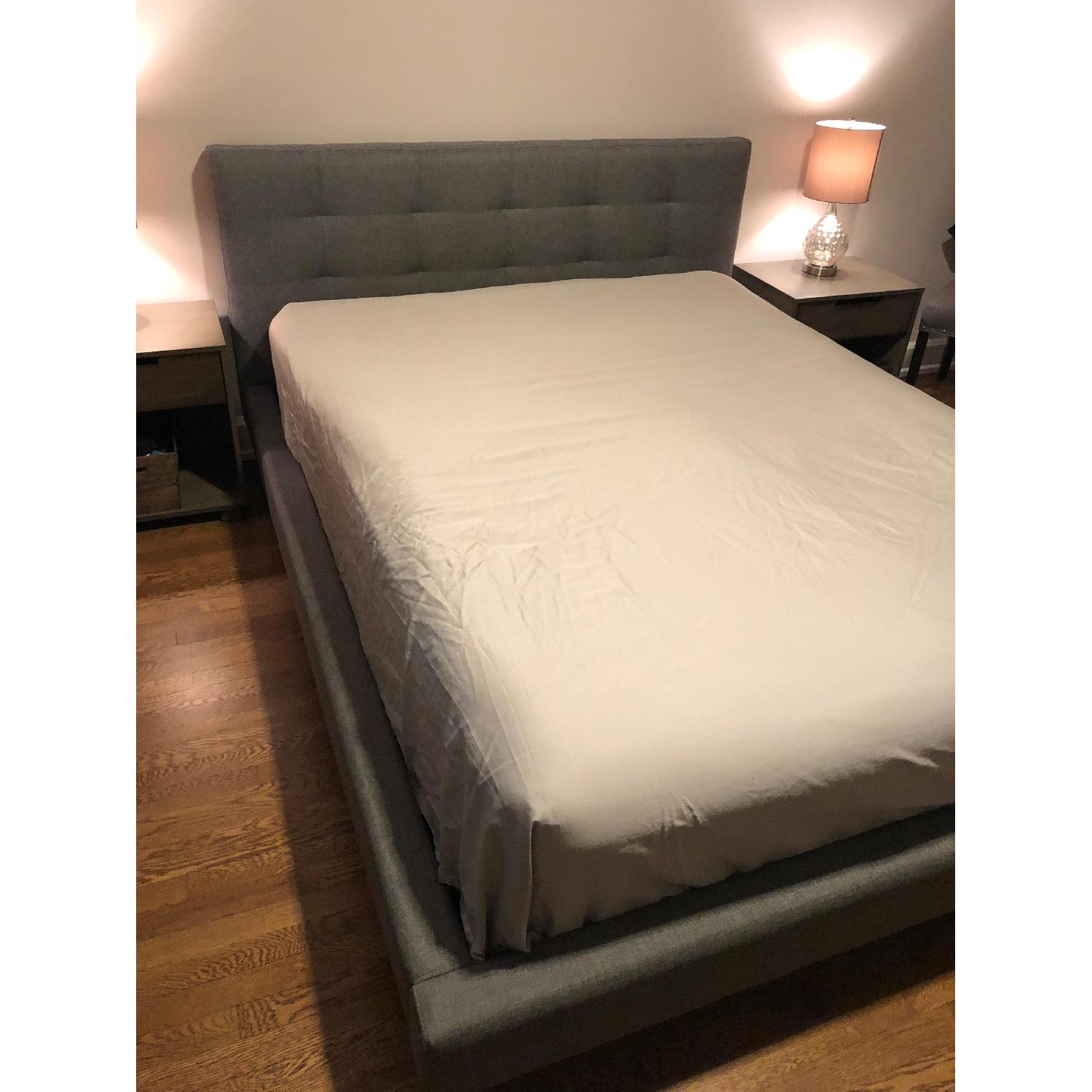 Queen Size Upholstered Bed Frame w/ Tufted Headboard - image-3