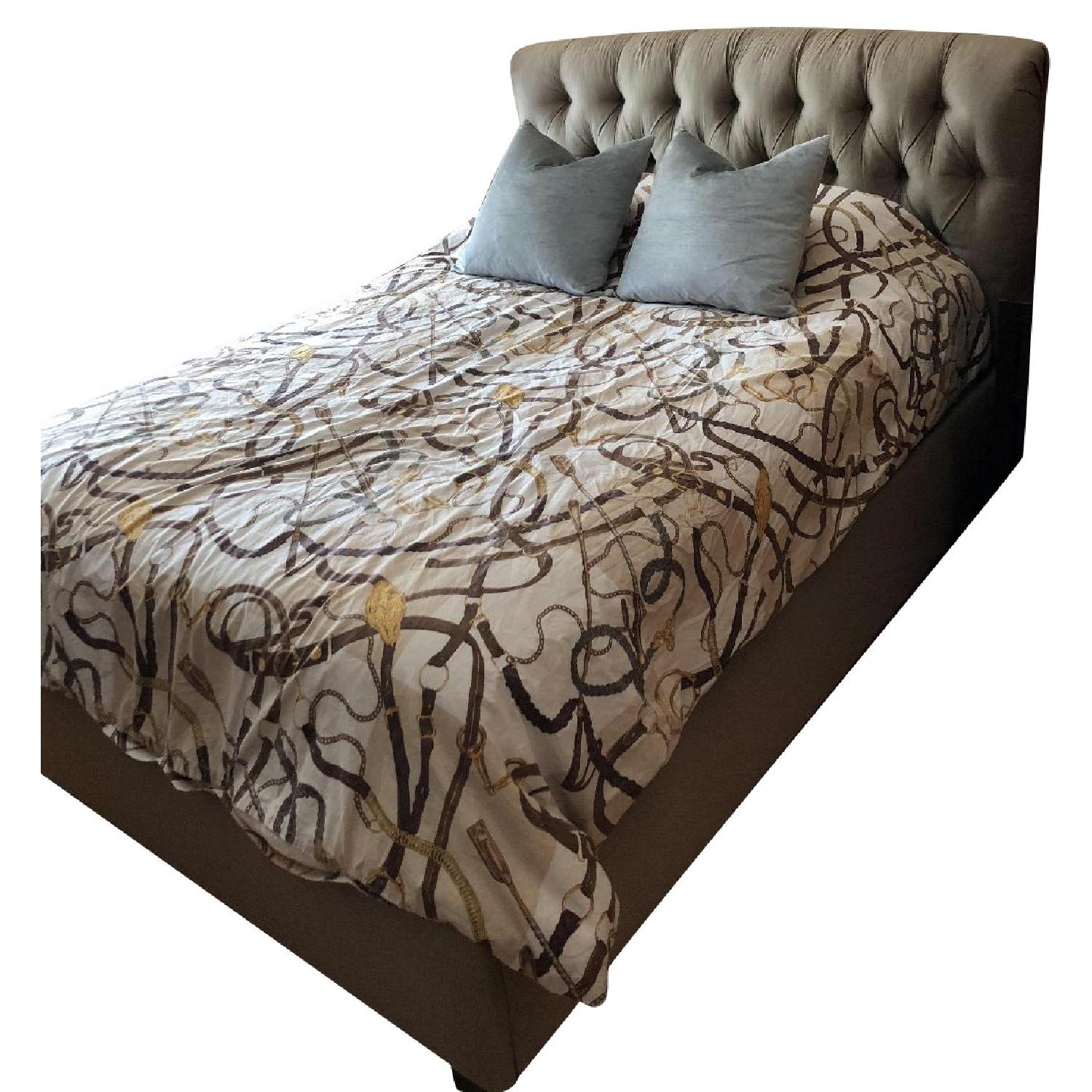 Baker Furniture Upholstered Full Bed w/ Tufted Headboard - image-0