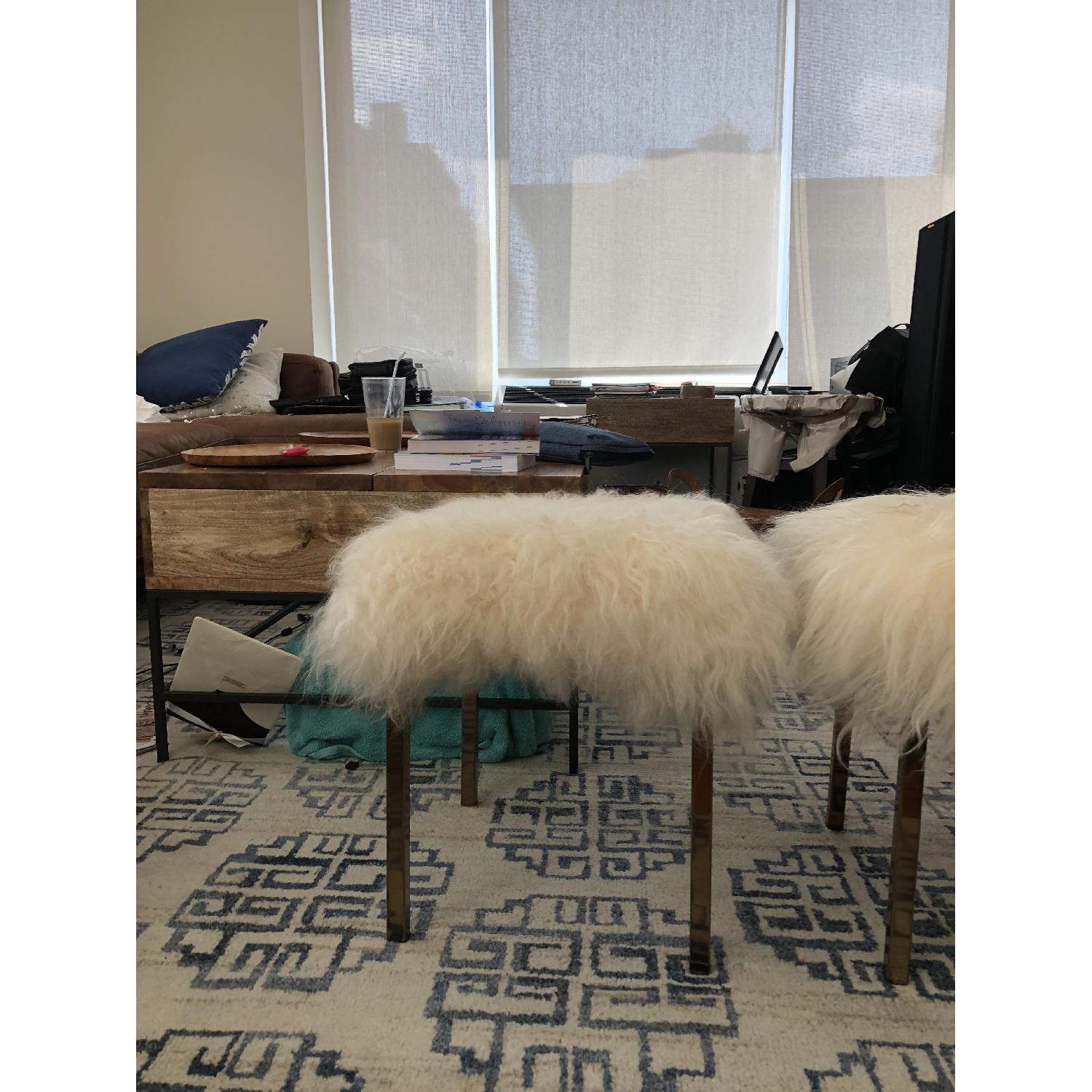 CB2 Fuzzy Sheepskin Stools - image-3