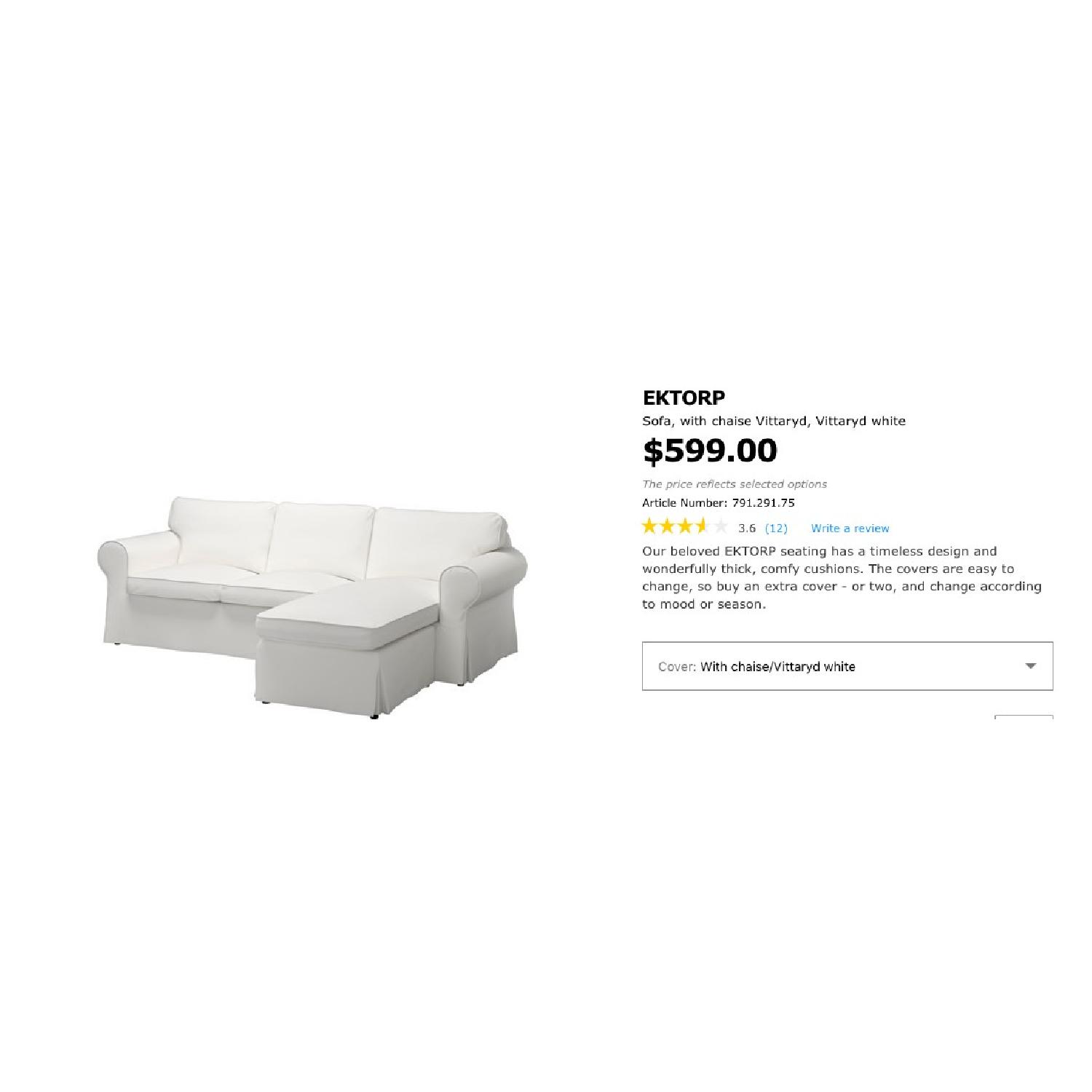 Ikea Ektorp Sectional Sofa w/ Chaise - image-1