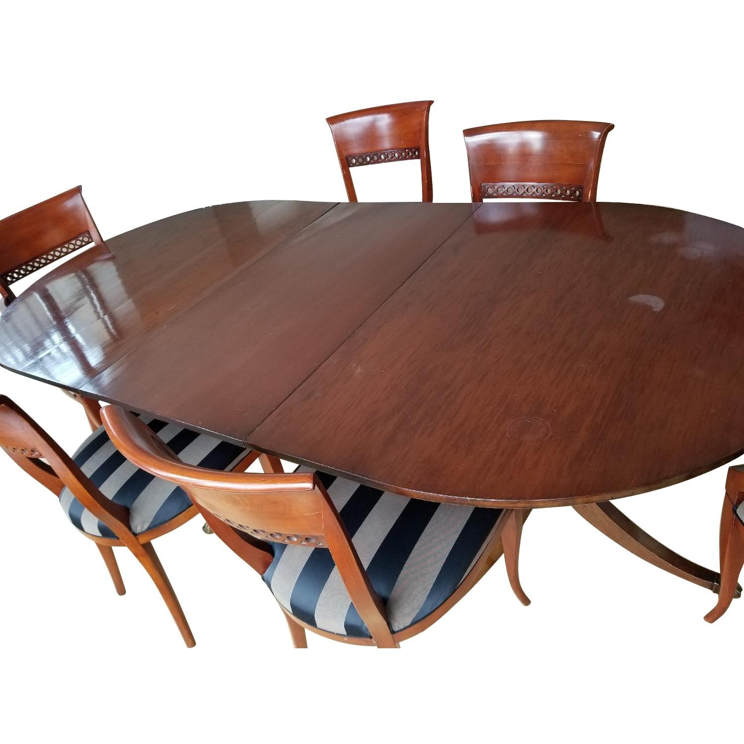 Antique Wood Dining Table w/ 8 Chairs - AptDeco