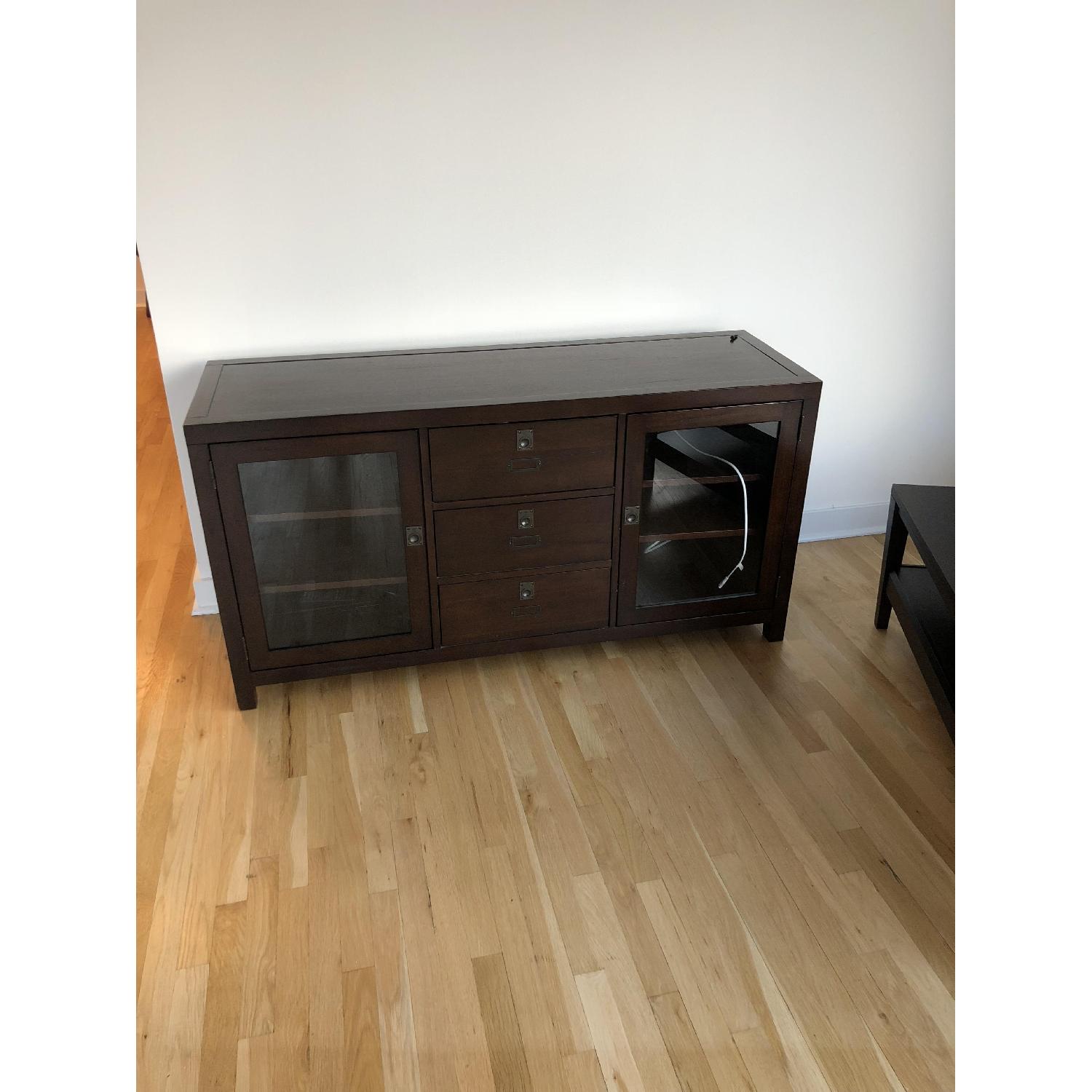 Pottery Barn Dark Wood Media Console AptDeco
