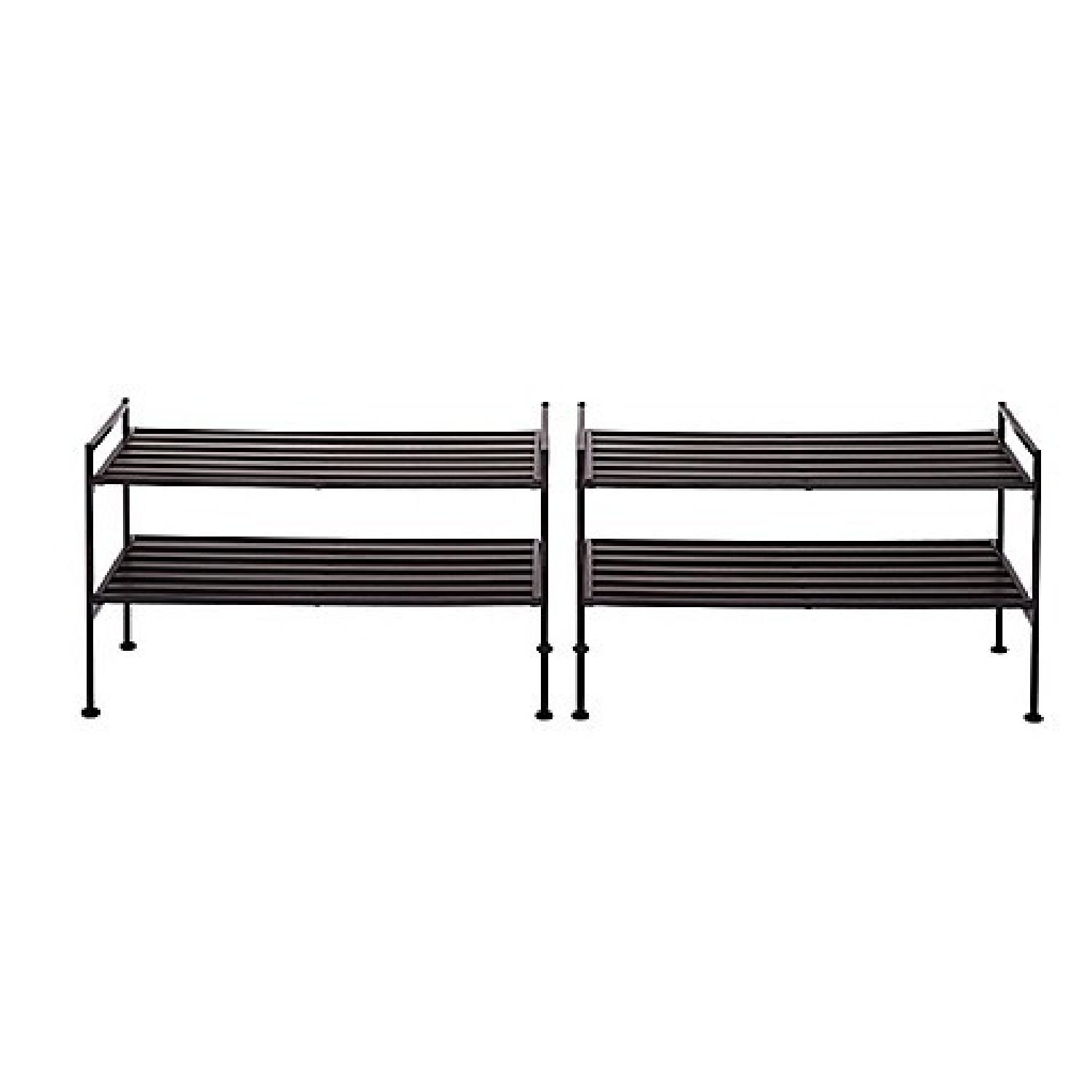 Seville Classics 2-Tier Resin Slatted Espresso Shoe Racks - image-1