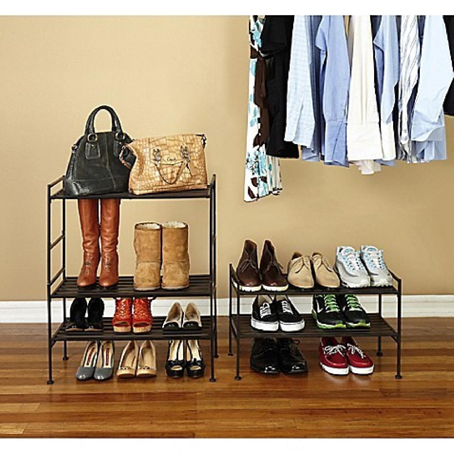 Seville Classics 2-Tier Resin Slatted Espresso Shoe Racks - image-3