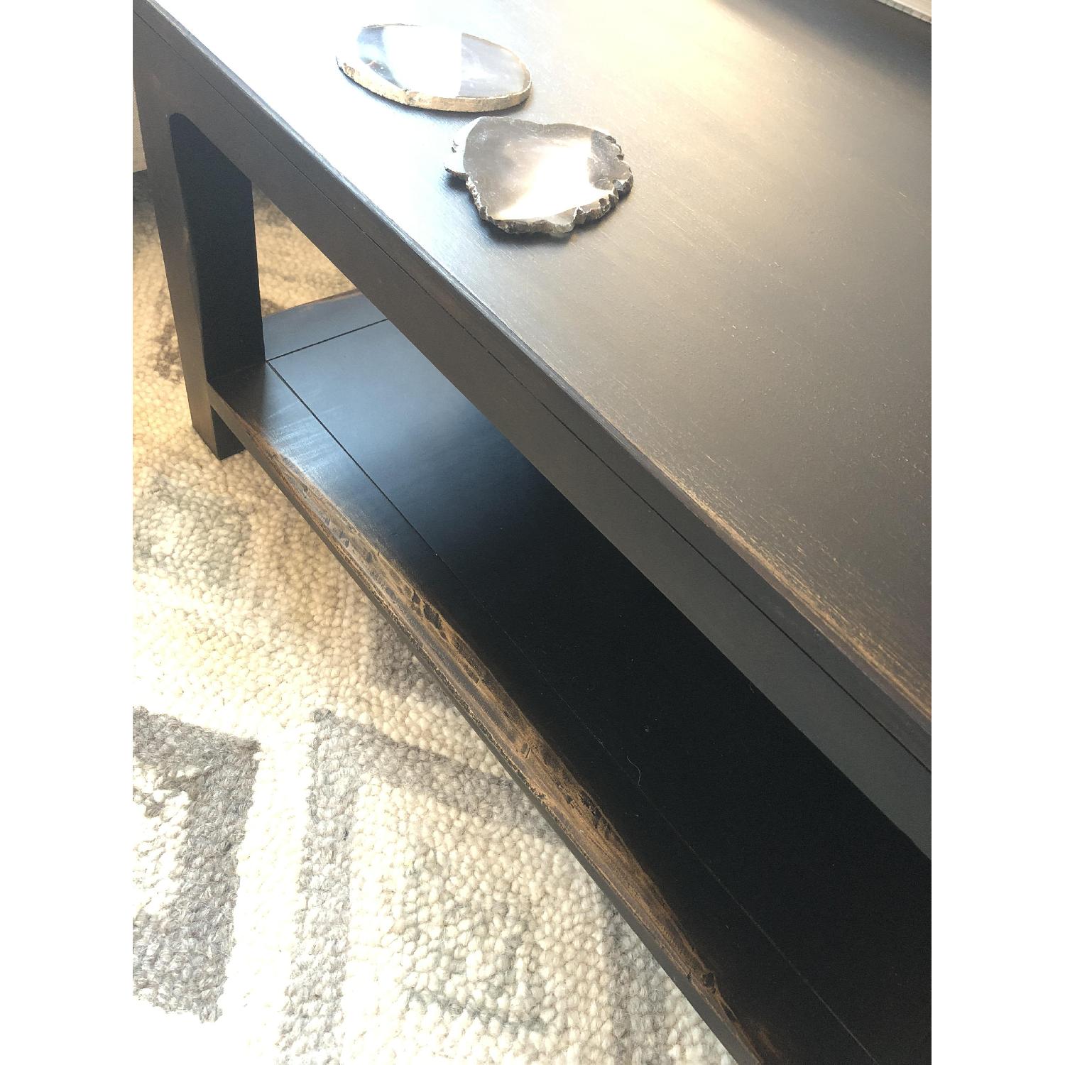 Pottery Barn Coffee Table in Distressed Black-Painted Finish - image-2