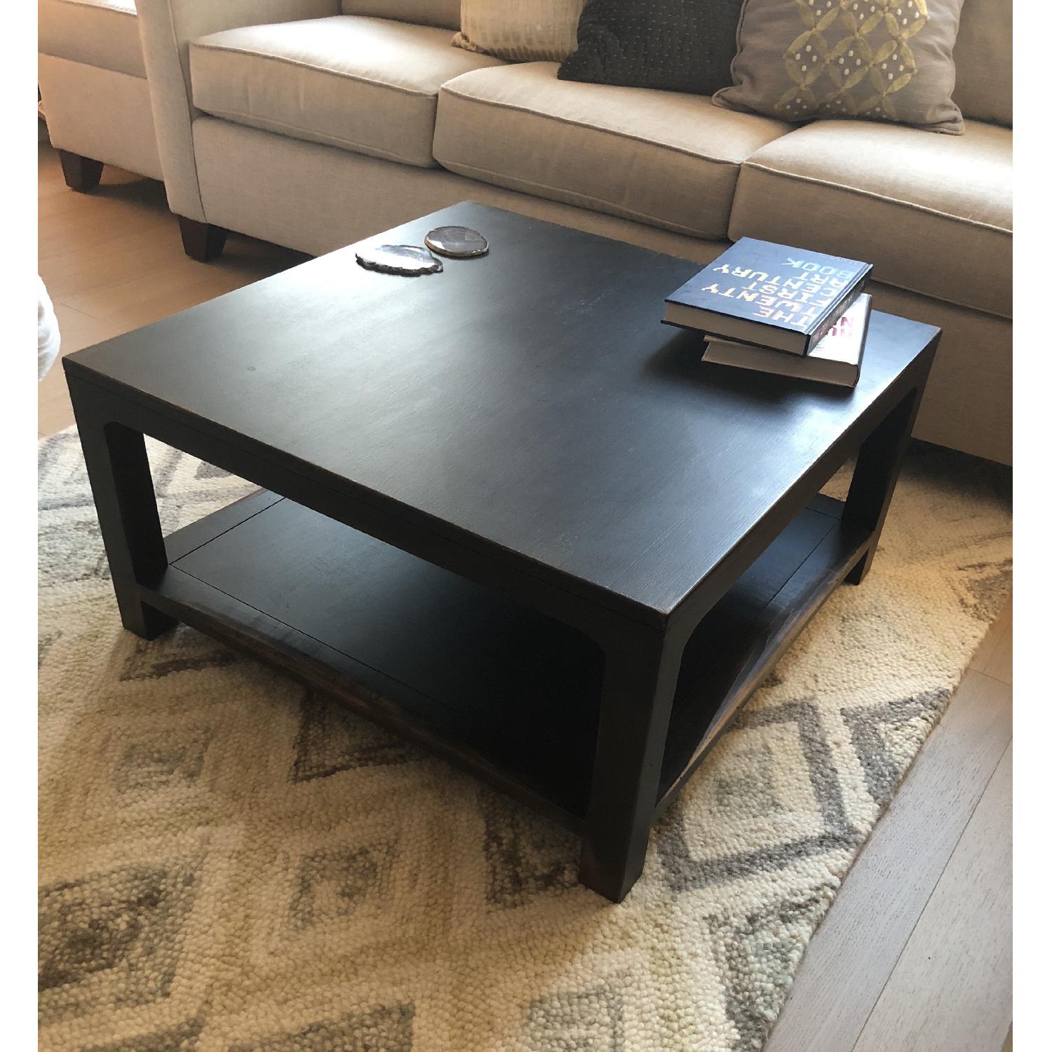 Pottery Barn Coffee Table in Distressed Black-Painted Finish - image-3