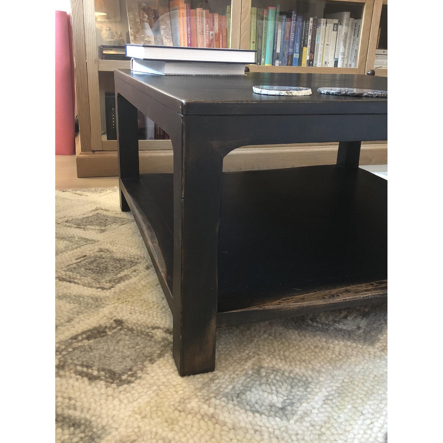 Pottery Barn Coffee Table in Distressed Black-Painted Finish - image-4