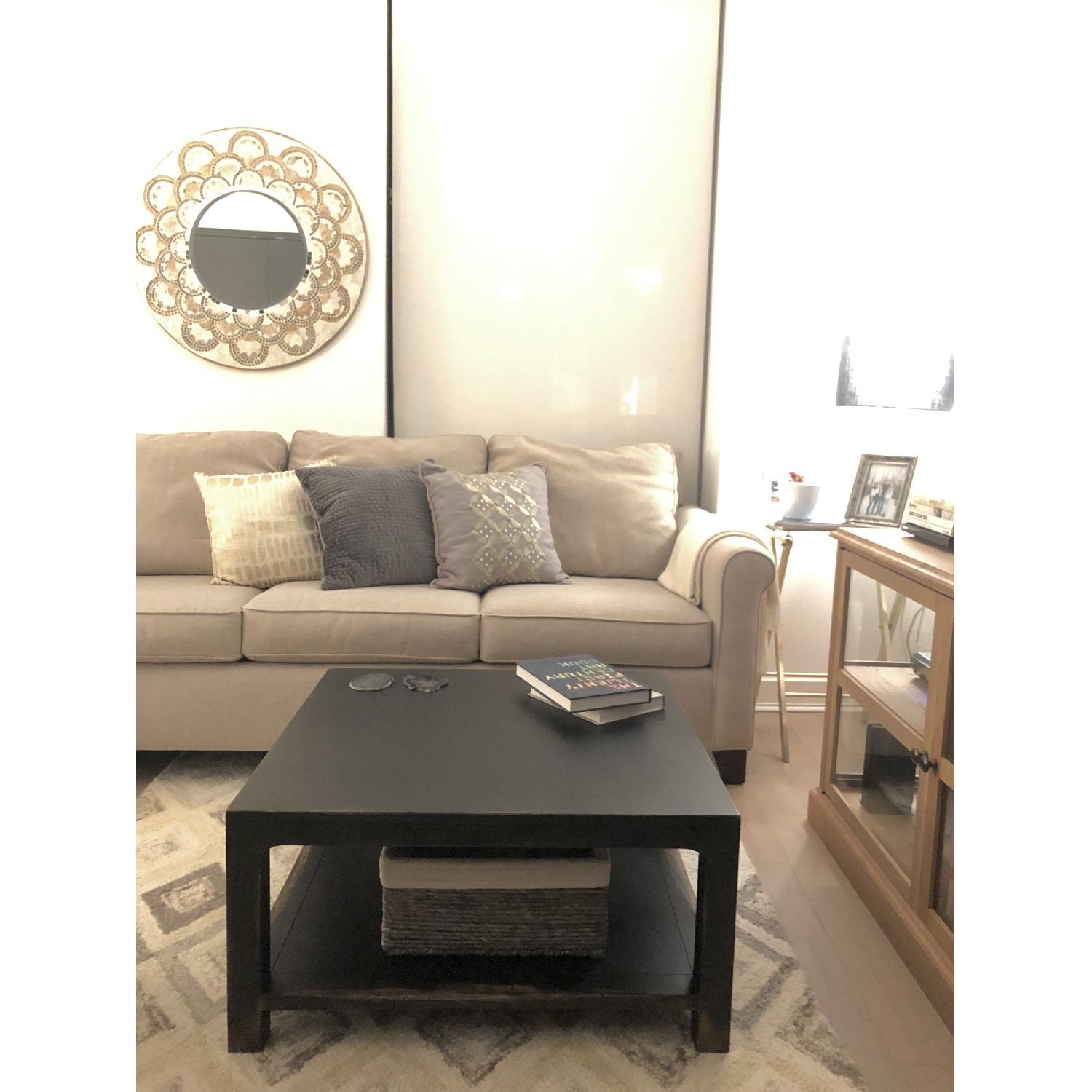 Pottery Barn Coffee Table in Distressed Black-Painted Finish - image-6